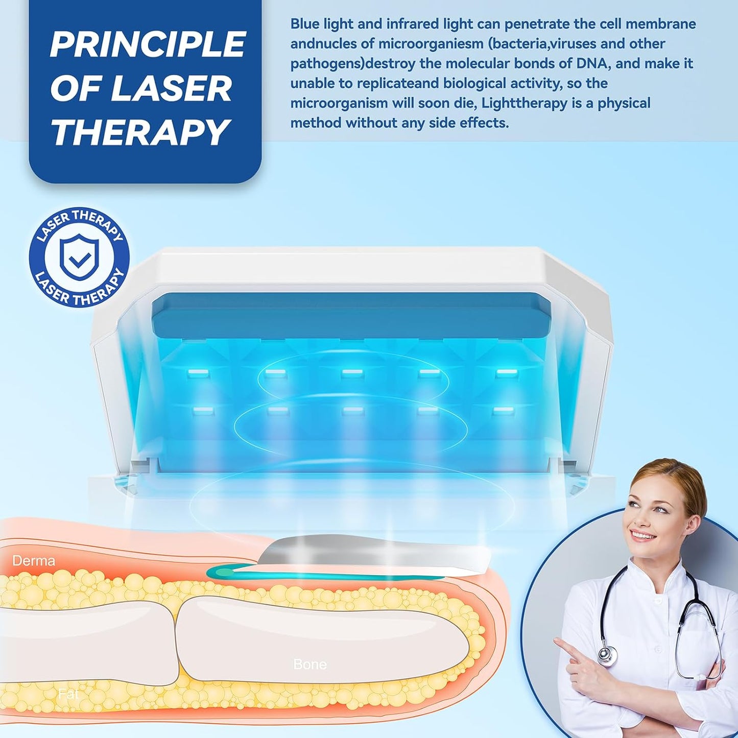 VINECRO Nail Fungus Laser Device,Fit Multiple fingers or toes,Effective Nail Fungus Treatment for Toenails,Discolored and Thickened Toenails,Onychomycosis,Suitable for Home Use