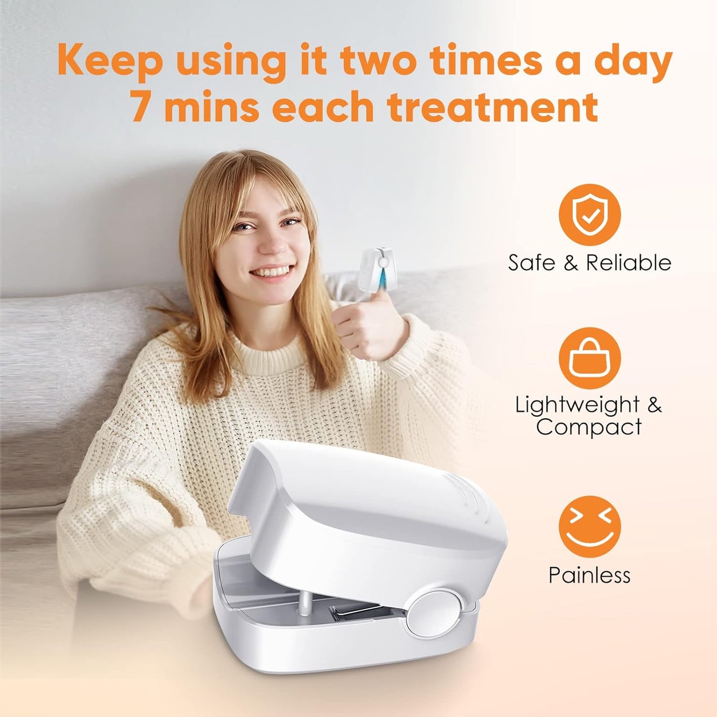 URMIIM Nail Fungus Cleaning Laser Device for Onychomycosis, Nail Fungus Laser Treatment for Fingernails and Toenails, Treatment for Home Use by 910nm Infrared Light + 470nm Blue Light, FSA HSA Eligible