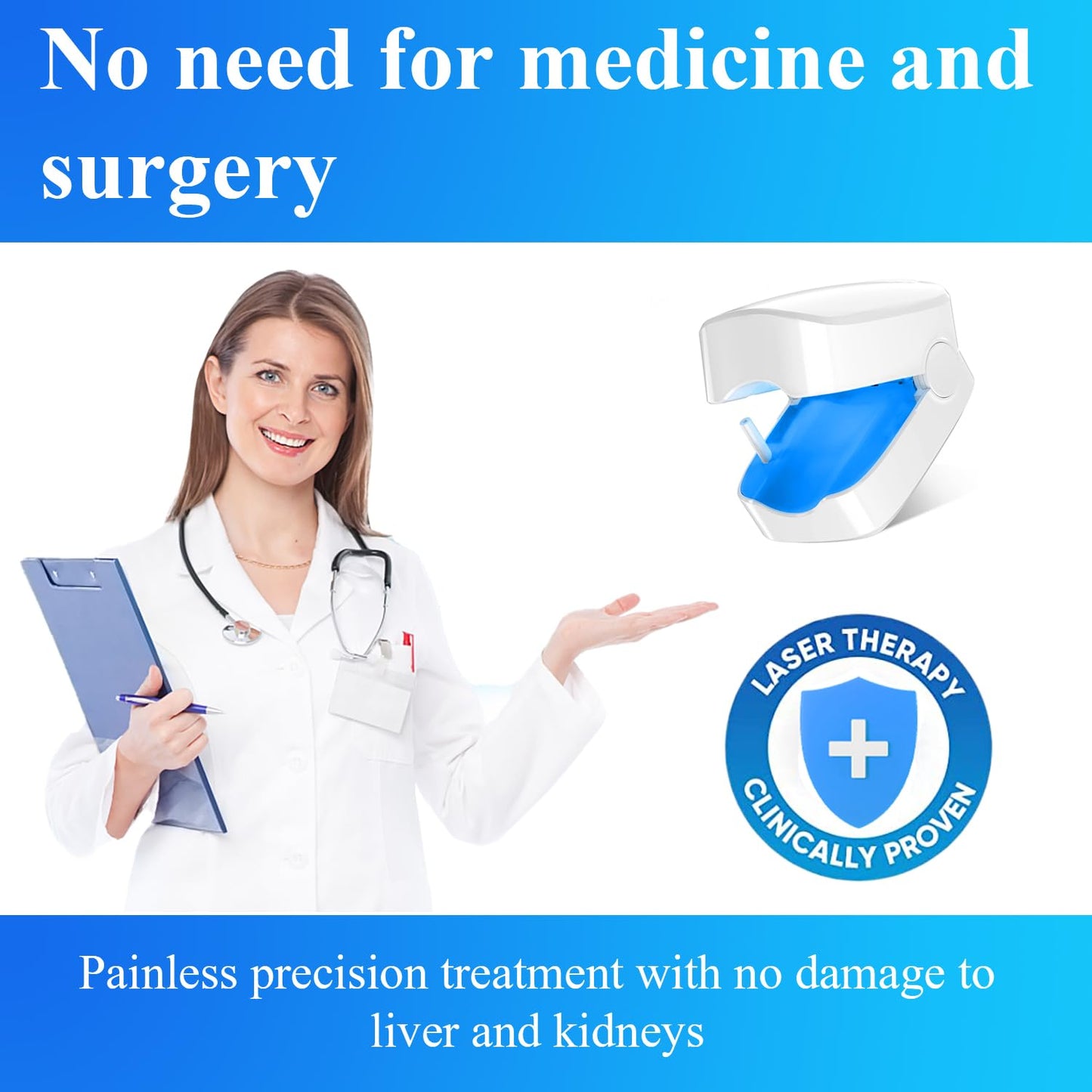 Secfanya Nail Fungus Cleaning Laser Treatment Device, Using 910nm Infrared and 470nm Blue Light, Effective Treatment of Damaged, Discolored, Thickened Toenails