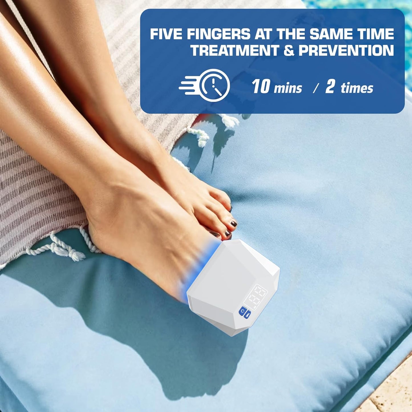 OwnWish Nail Fungus Cleaning Laser Device 905nm Infrared Light + 470nm Blue Light Highly Effective Treatment for Home Use Treat & Effectively Prevent (White)
