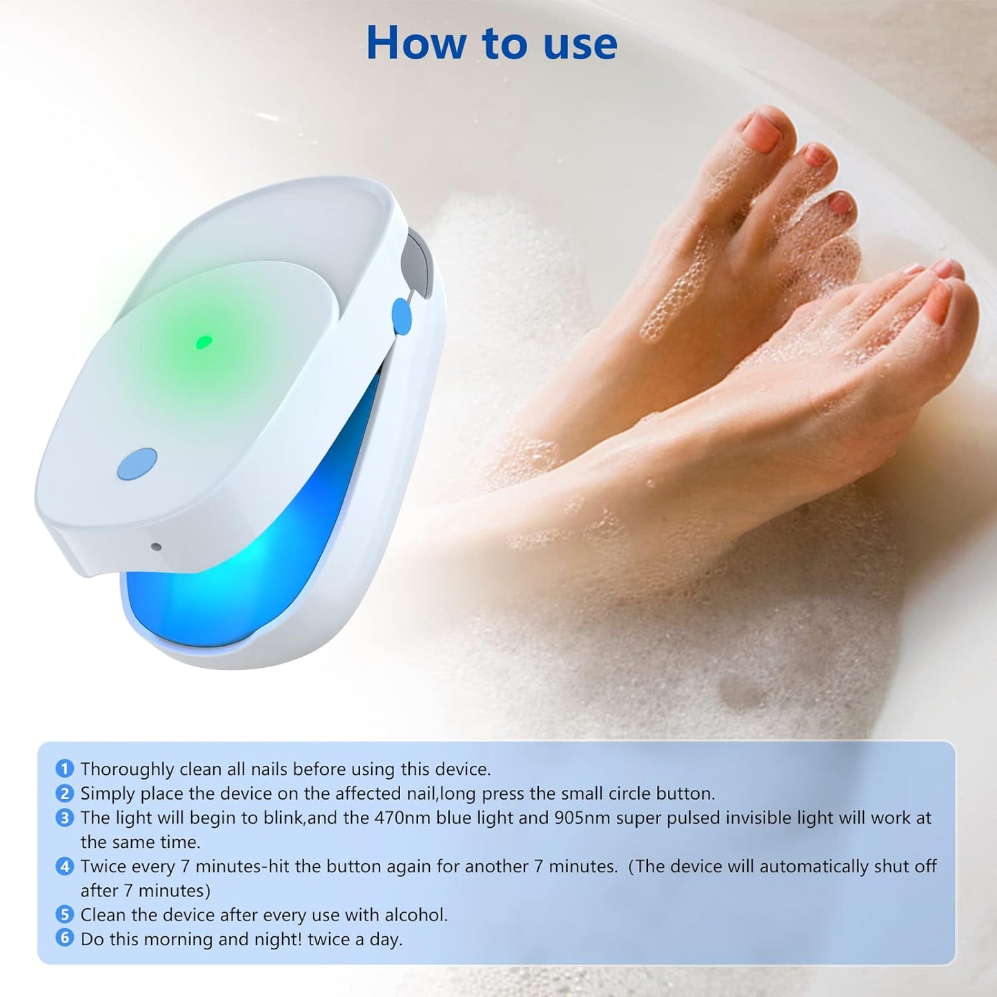 yiget Nail Fungus Cleaning LaserDevice for Onychomycosis, Revolutionary Home Use Nail-fungus Remover, Highly Effective Light Therapy for Fingernails and Toenails White