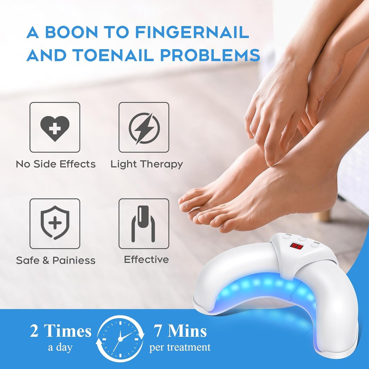 ZZP Nail Fungus Laser Treatment Device for Multiple Toenail, 905nm Infrared Light + 470nm Blue Light Toe Nail Fungus Device for Home Use, Highly Effective and Safe