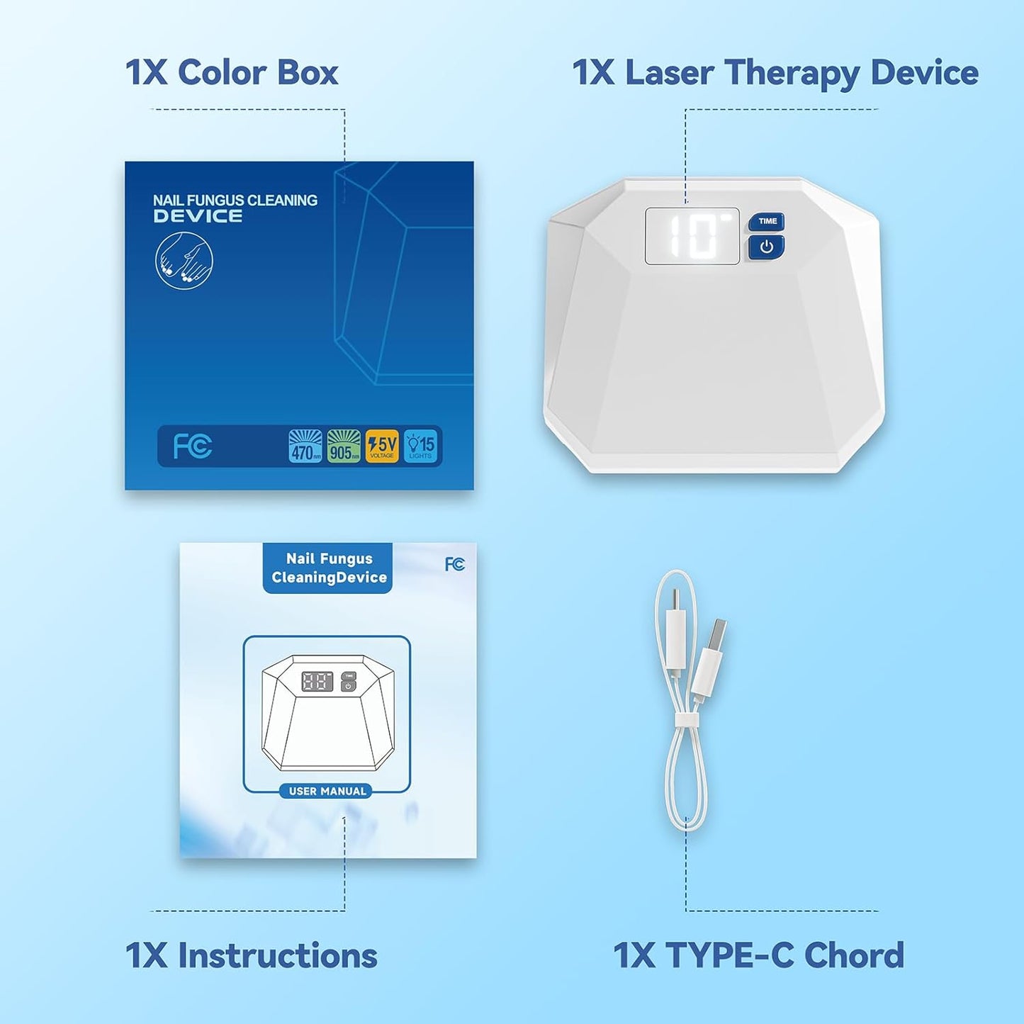VINECRO Nail Fungus Laser Device,Fit Multiple fingers or toes,Effective Nail Fungus Treatment for Toenails,Discolored and Thickened Toenails,Onychomycosis,Suitable for Home Use