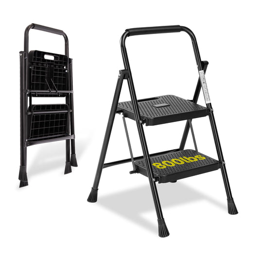 Simple Deluxe 2 Step Ladder, Step Folding Ladder Step Stool Foldable 800lbs Portable Ladder with Wide Non-Slip Pedal, Step Stool Lightweight for Home Kitchen and Outdoor