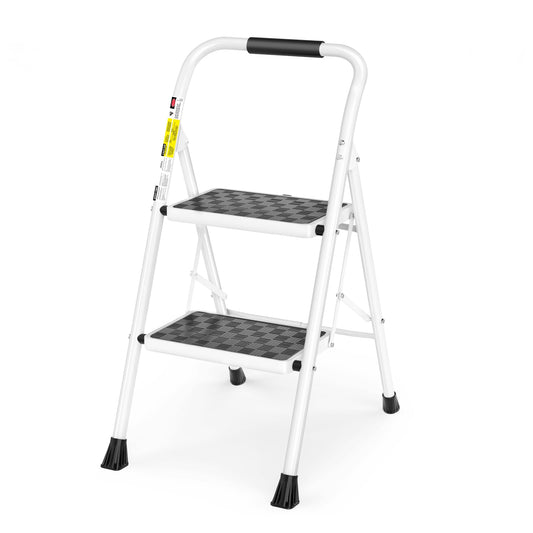 2 Step Ladder,2 Step Stool for Adults Folding Step Stool with Cushioned Handle with Wide Anti-Slip Pedal Ergonomic Design