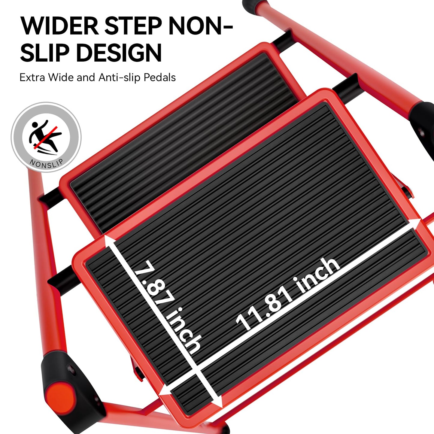 Step Ladder, 3 Step Ladder with with Anti-Slip and Wide Pedal,Portable Foldable Step Stool with Handgrip,Tall Sturdy Step Ladder for Home Kitchen Household,Red
