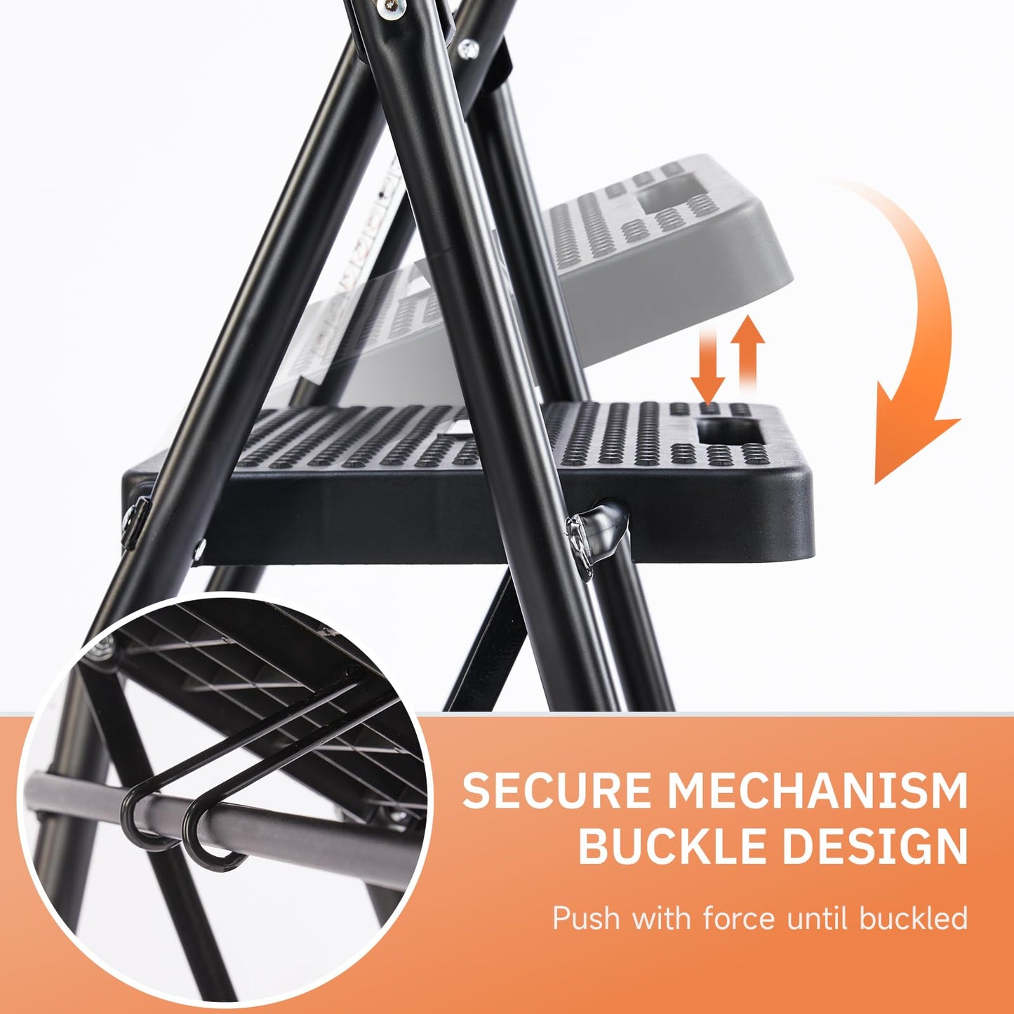 Simple Deluxe 2 Step Ladder, Step Folding Ladder Step Stool Foldable 800lbs Portable Ladder with Wide Non-Slip Pedal, Step Stool Lightweight for Home Kitchen and Outdoor