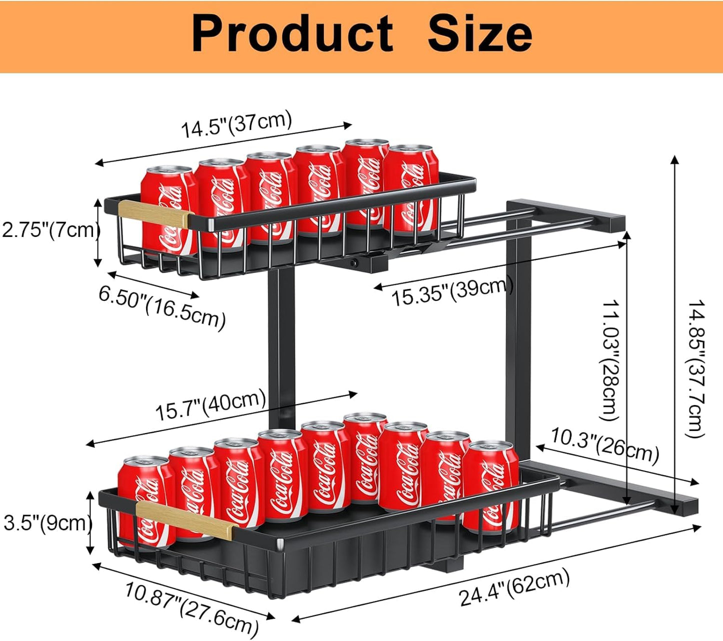 Under Sink Organizer and Storage, 2-Tier Pull Out Cabinet Organizers Shelf, Metal Sliding Drawers Shelves for Kitchen Bathroom Closet Organization
