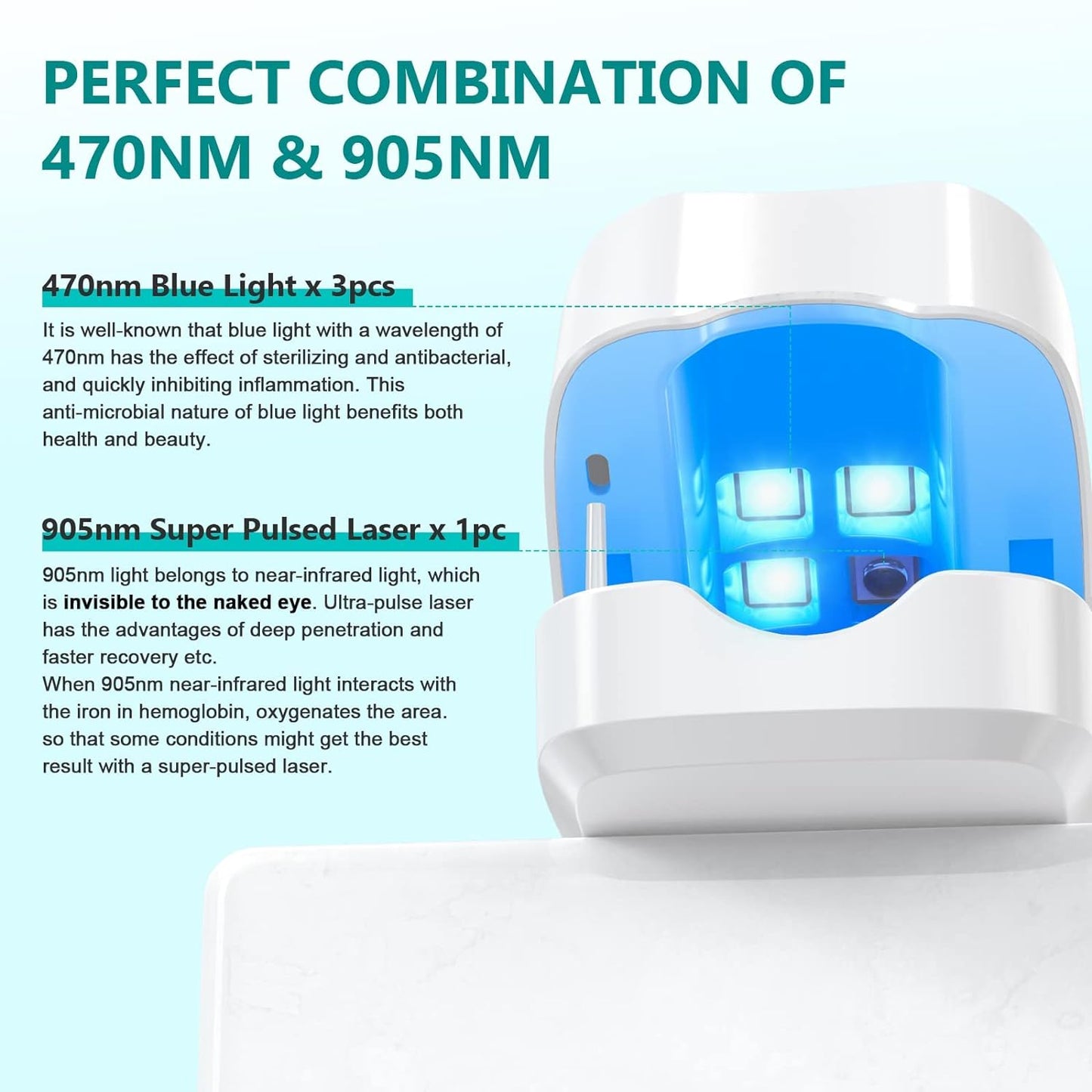 Anyork Toenail Fungus Treatment La ser Device Nail Fungus Treatment for Toe Nail Automatic Nail Fungal Cleaning Device Remover for Damaged Nails, 470nm Blue Light + 905nm Infrared Light Theapy