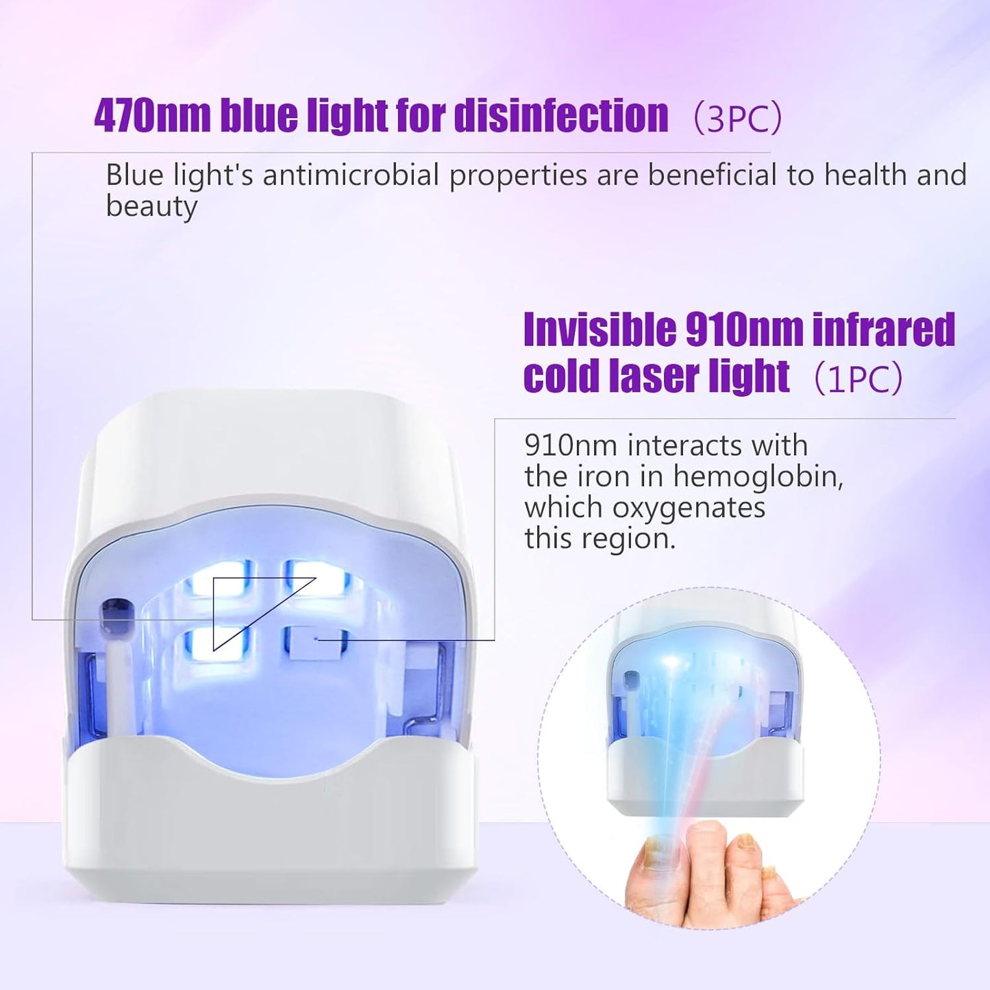 CUOLL Nail laser treatment device, New buckle-free clip design, Effective and convenient treatment of toenail gray nails, Nail regeneration.