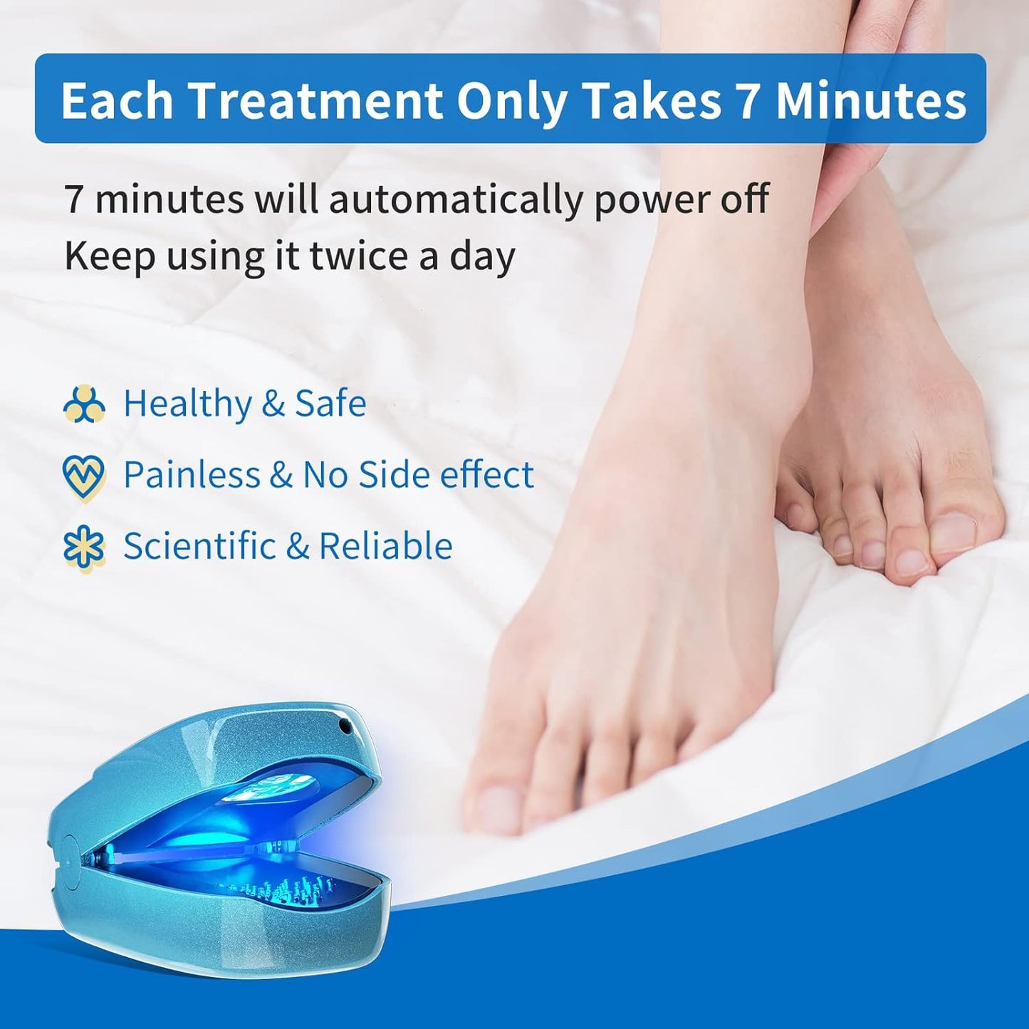 HaSoCare Nail Fungus Laser Treatment Device, Home Use Fungus Nail Treatment for Toenail and Fingernail, Blue Light Therapy for Onychomycosis Damaged Discolored Thick Toenail