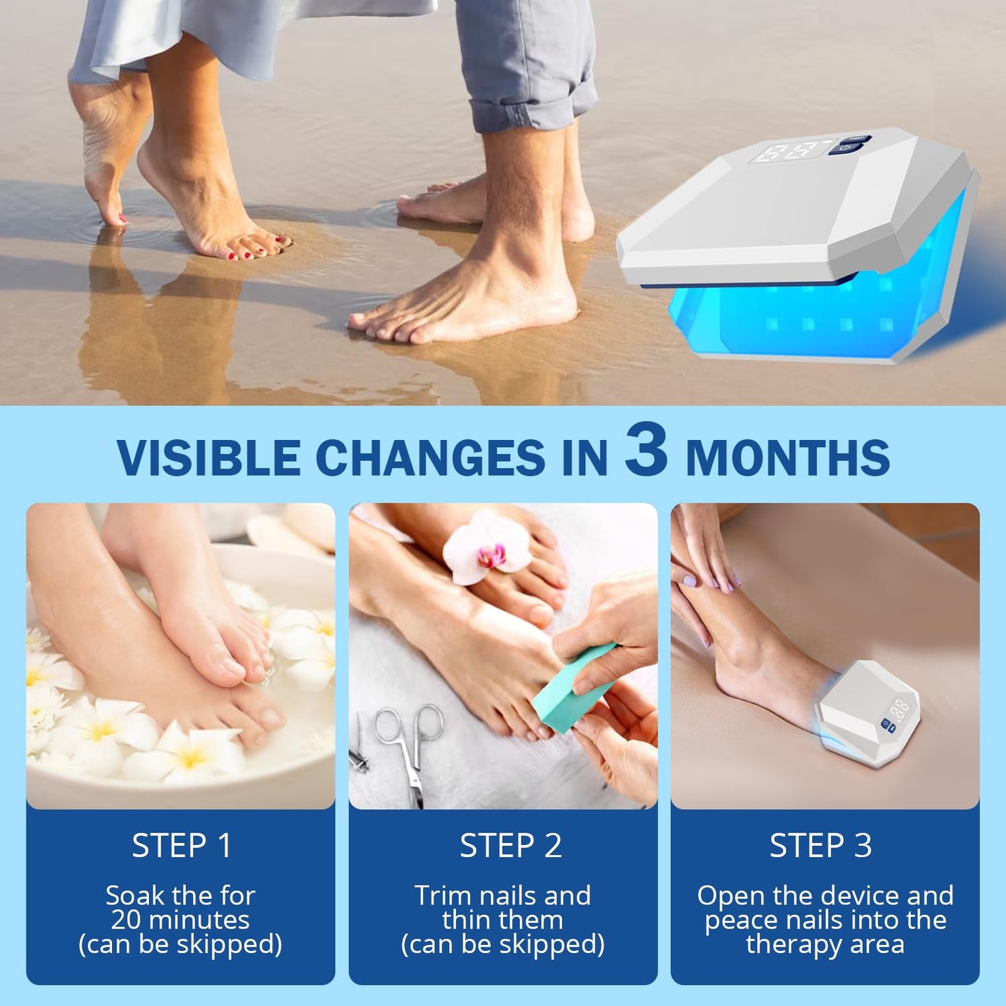 JNCHOICE Nail Fungus Cleaning Laser Device for Multiple fingers 905nm Infrared Light + 470nm Blue Light Highly Effective Treatment for Home Use Treat and effectively prevent