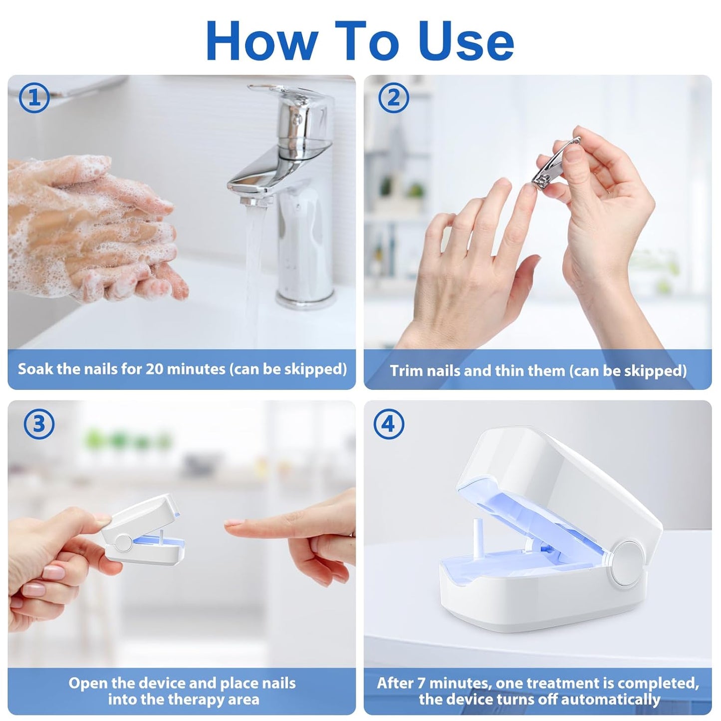 MAOYUE Nail Fungus Cleaning Laser Device Blue Light Nail Therapy for Onychomycosis Damaged Discolored Thick Toenails Fingernails Effective Light Therapy for Fingernails and Toenails Treated