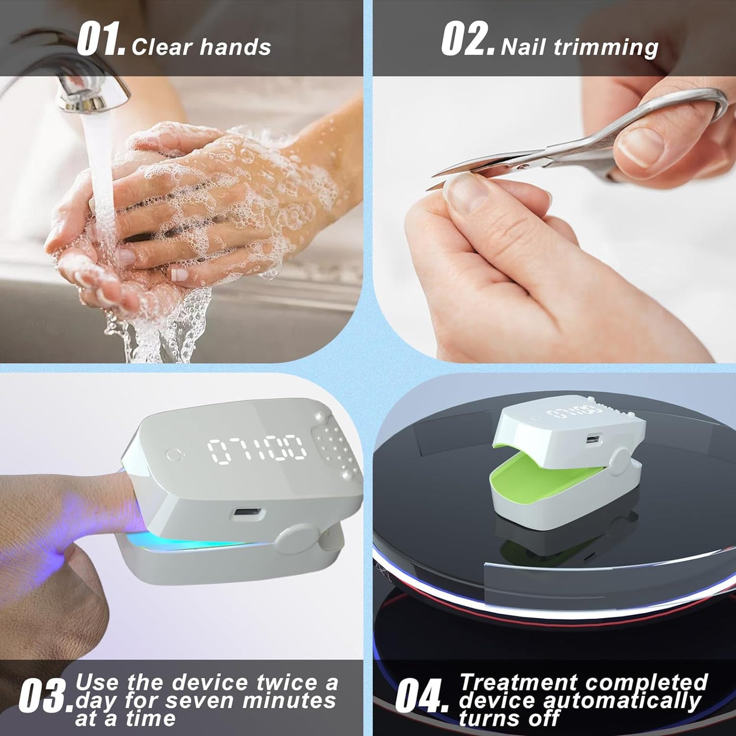 hanvate Nail Fungus Cleaning Laser Device,Efficient Laser Treatment For Nail Fungus，LED Screen, Automatic Timer
