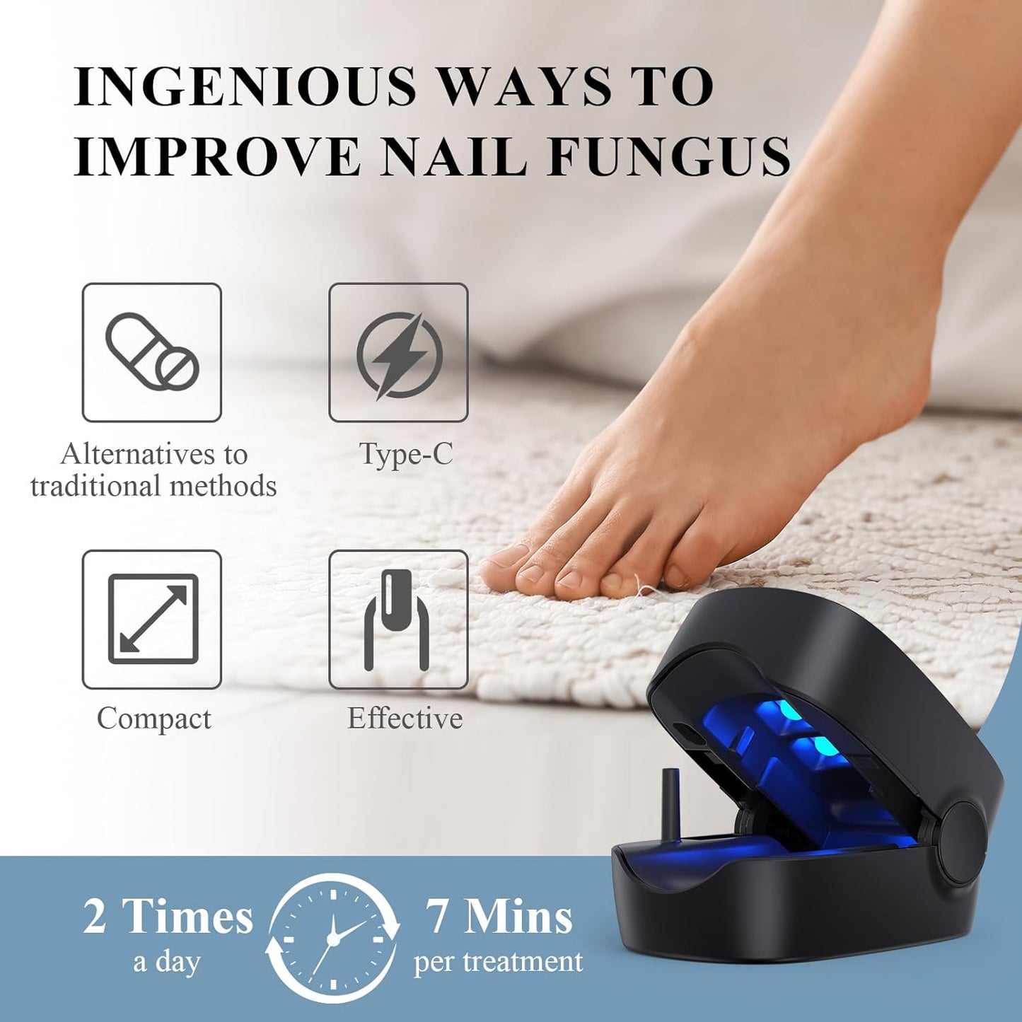 Jinta Nail Fungus Cleaning Laser Device, Nail Fungus Treatment for Fingernails and Toenails with Onychomycosis, Effectively Improve Damaged, Discolored and Thickened Nails, Suitable for Home Use