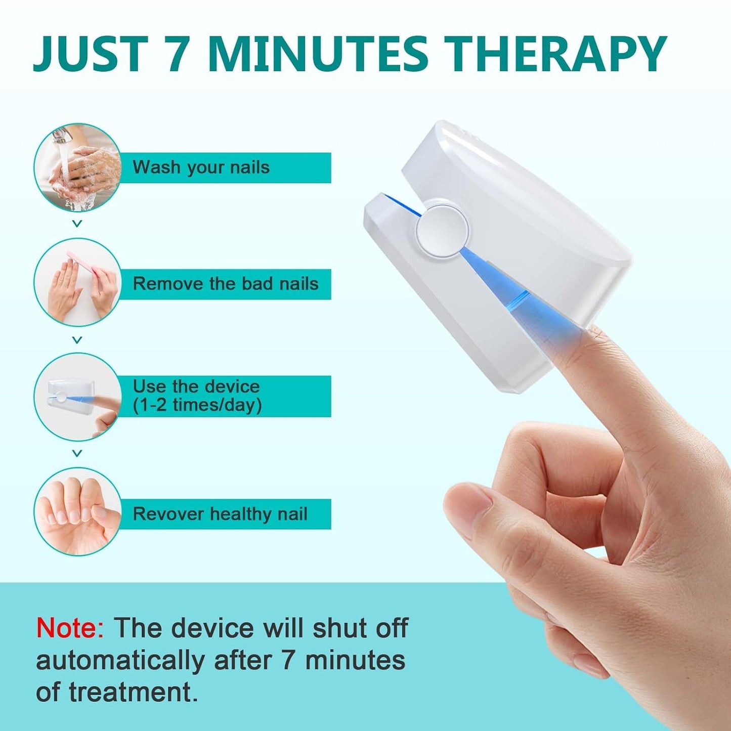 Anyork Toenail Fungus Treatment La ser Device Nail Fungus Treatment for Toe Nail Automatic Nail Fungal Cleaning Device Remover for Damaged Nails, 470nm Blue Light + 905nm Infrared Light Theapy