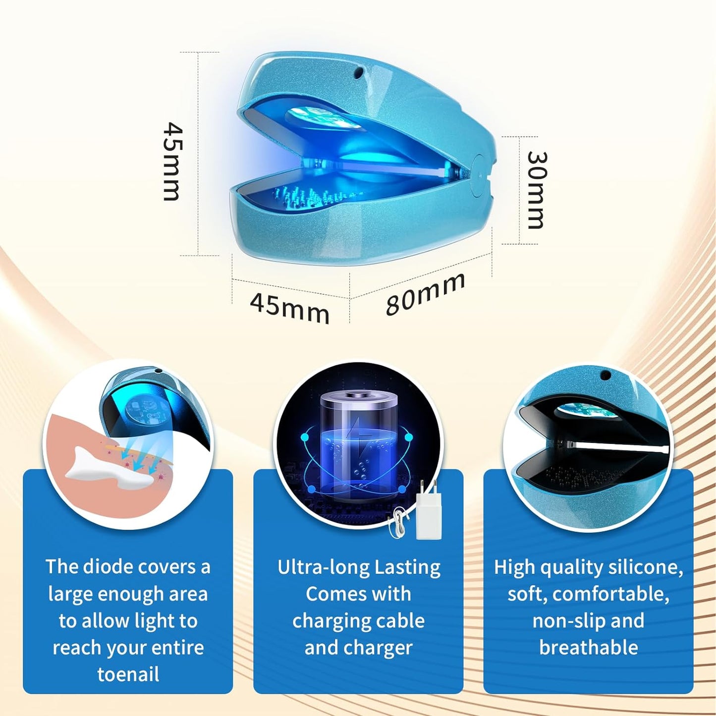 HaSoCare Nail Fungus Laser Treatment Device, Home Use Fungus Nail Treatment for Toenail and Fingernail, Blue Light Therapy for Onychomycosis Damaged Discolored Thick Toenail
