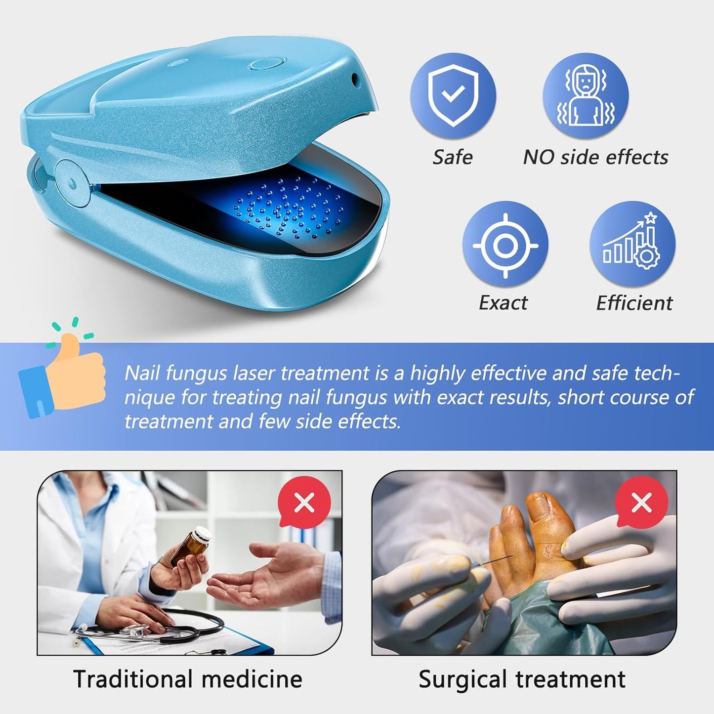 LaseLocks Nail Fungus Laser Treatment Device,Nail Cleaning Laser Device Onychom Laser Nail Treatment for Damaged, Discolored, and Thickened Toenails & Fingernails