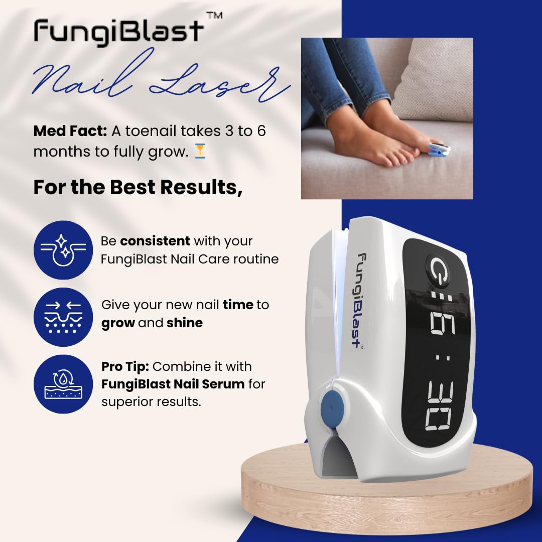 FungiBlast Nail Fungus Laser Treatment Device - Onychomycosis Laser Nail Treatment - Effective | Safe | Rechargeable home Laser Treatment for Damaged Discolored Unattractive Nails