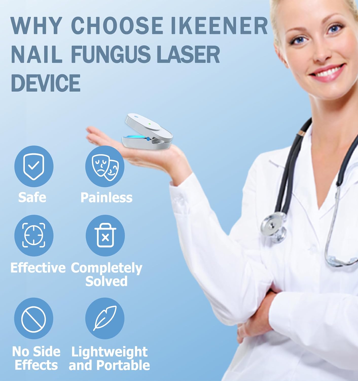 iKeener Nail Fungus Laser Treatment Device For Toenail, Fingernail Fungus Treatment Extra Strength With 407nm Blue Light& 905nm Laser To Treat Onychomycosis,Toe Nail Fungus Cleaning Removal At Home