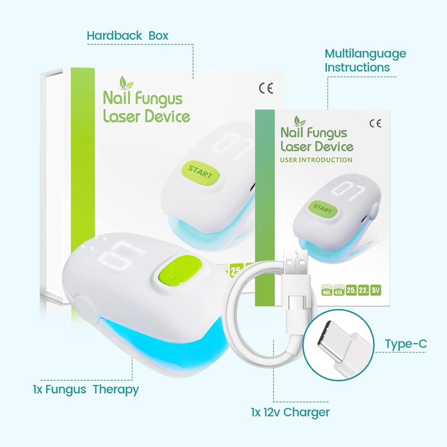 BETISBE Nail Fungus Cleaning LaserDevice for Onychomycosis, Revolutionary Home Use Nail-fungus Remover, Upgraded Highly Effective Treatment Device, Improving the Health of Unsightly Nails for Fingernails