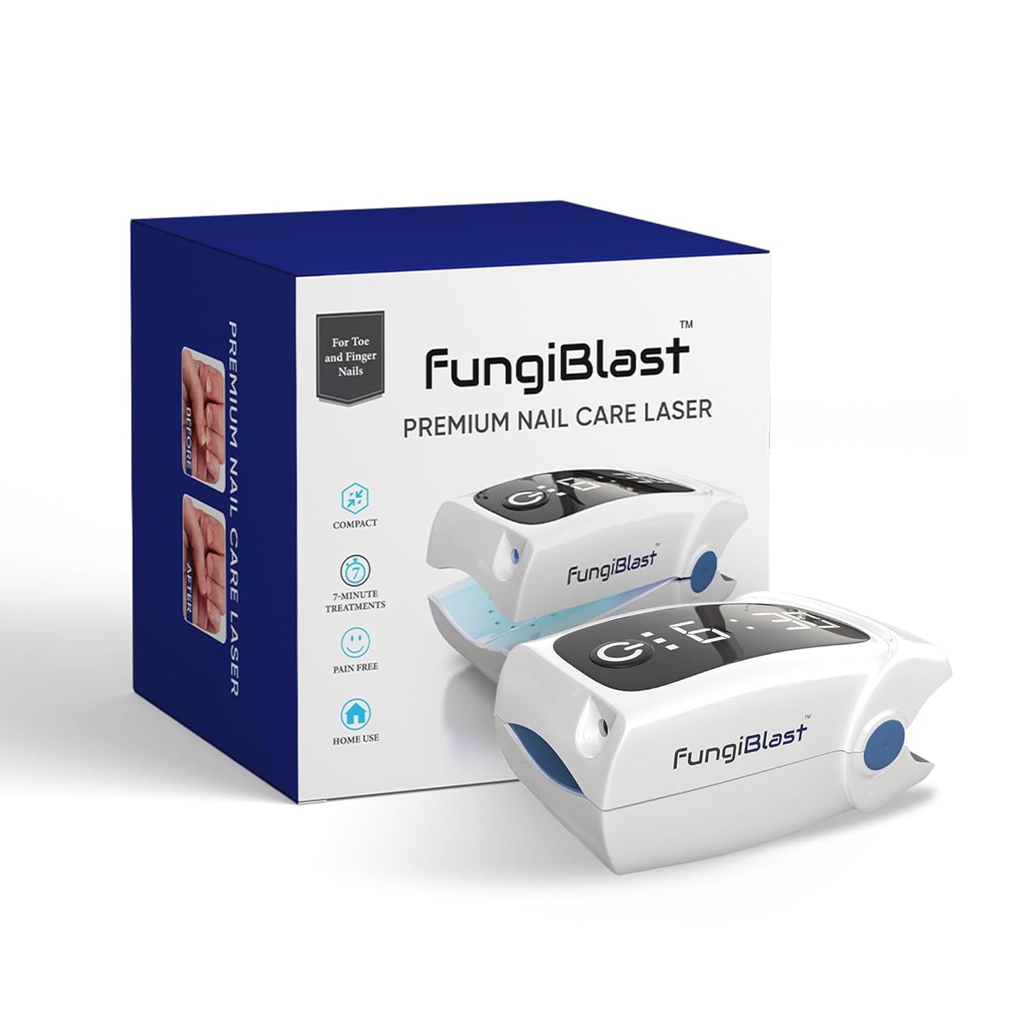FungiBlast Nail Fungus Laser Treatment Device - Onychomycosis Laser Nail Treatment - Effective | Safe | Rechargeable home Laser Treatment for Damaged Discolored Unattractive Nails