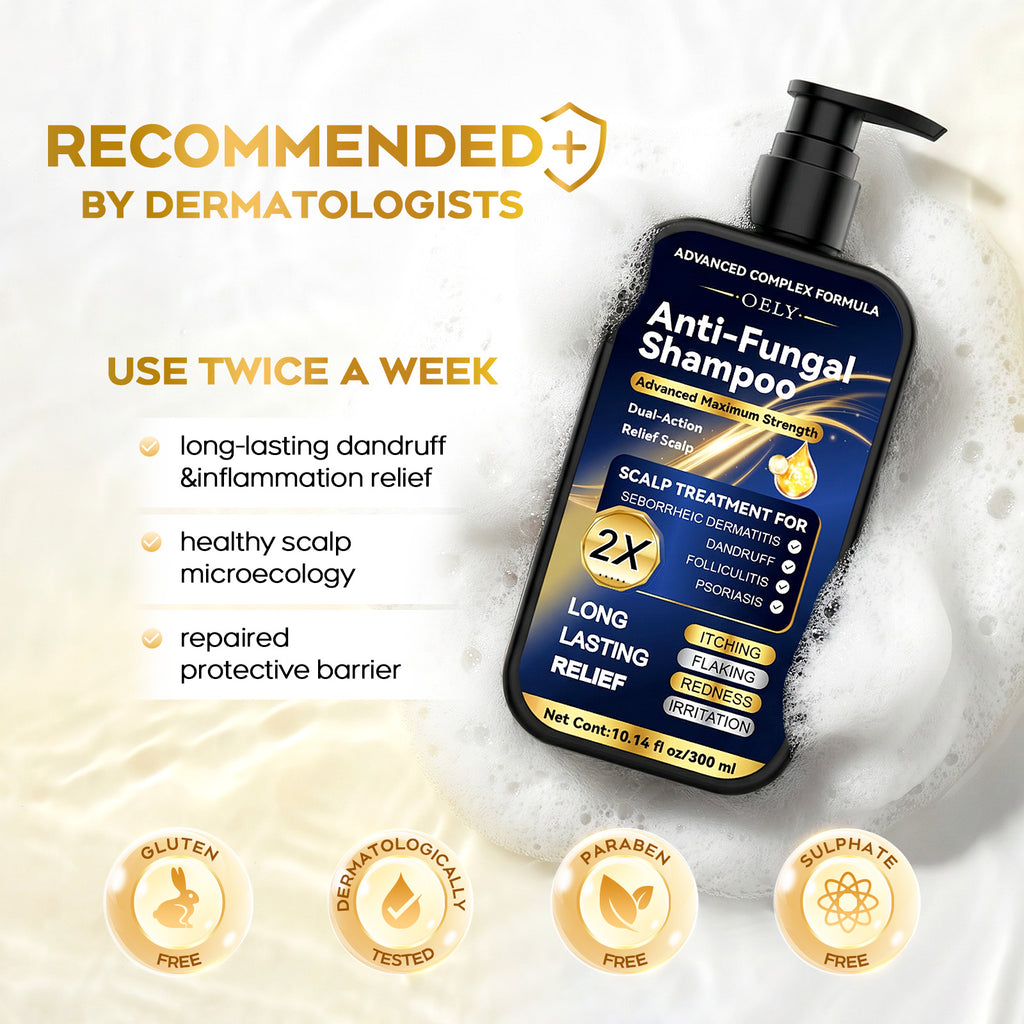Enhanced Antifungal Shampoo for Seborrheic Dermatitis, Folliculitis & Scalp Psoriasis – Anti-Dandruff Shampoo for Men & Women, Relieves Itchy Dry Scalp, Sulfate & Paraben-Free, 10.1 Fl Oz-Fresh