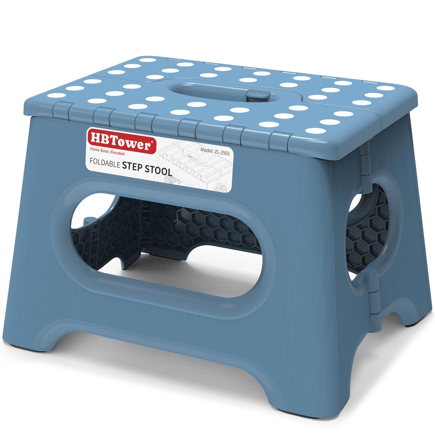 Folding Step Stool 9 Inch - Holds 600 lb, Non-Slip Surface & Carry Handle - Sturdy Step Stool for Kids, Toddlers & Adults - Compact Foldable Foot Stool for Kitchen, Bathroom, Bedroom(Blue)