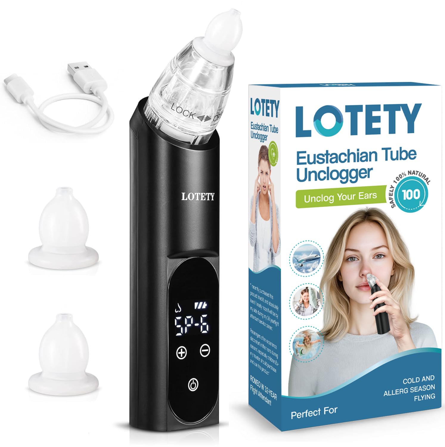 Eustachian Tube Unclogger - Ear Pressure Relief Device for Flying & Diving, Unblock Eustachian Tube & Balancing Ear Pressure to Relieve Tinnitus and Earache - HY030
