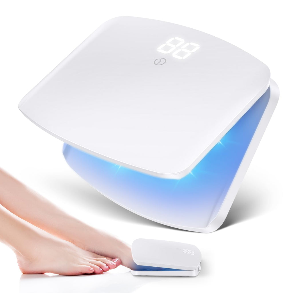 Appareil mycose ongle pied laser – dispositif traitement mycose ongles, 15 LED (11 lumière bleue + 4 infrarouge invisible), écran tactile minuterie 5/10/15/20 min, rechargeable USB-C-Blanc