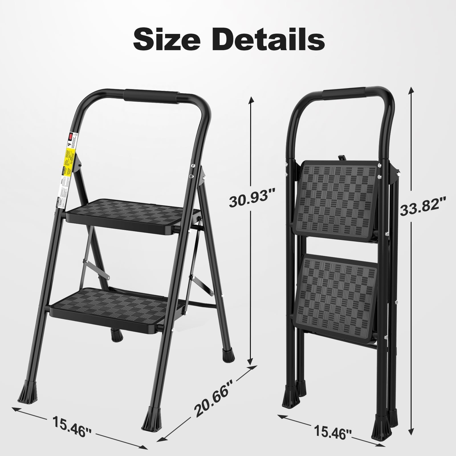 2 Step Ladder, Step Stool for Adults,2 Step Ladder Folding Step Stool with Wide Pedal Ergonomic Design