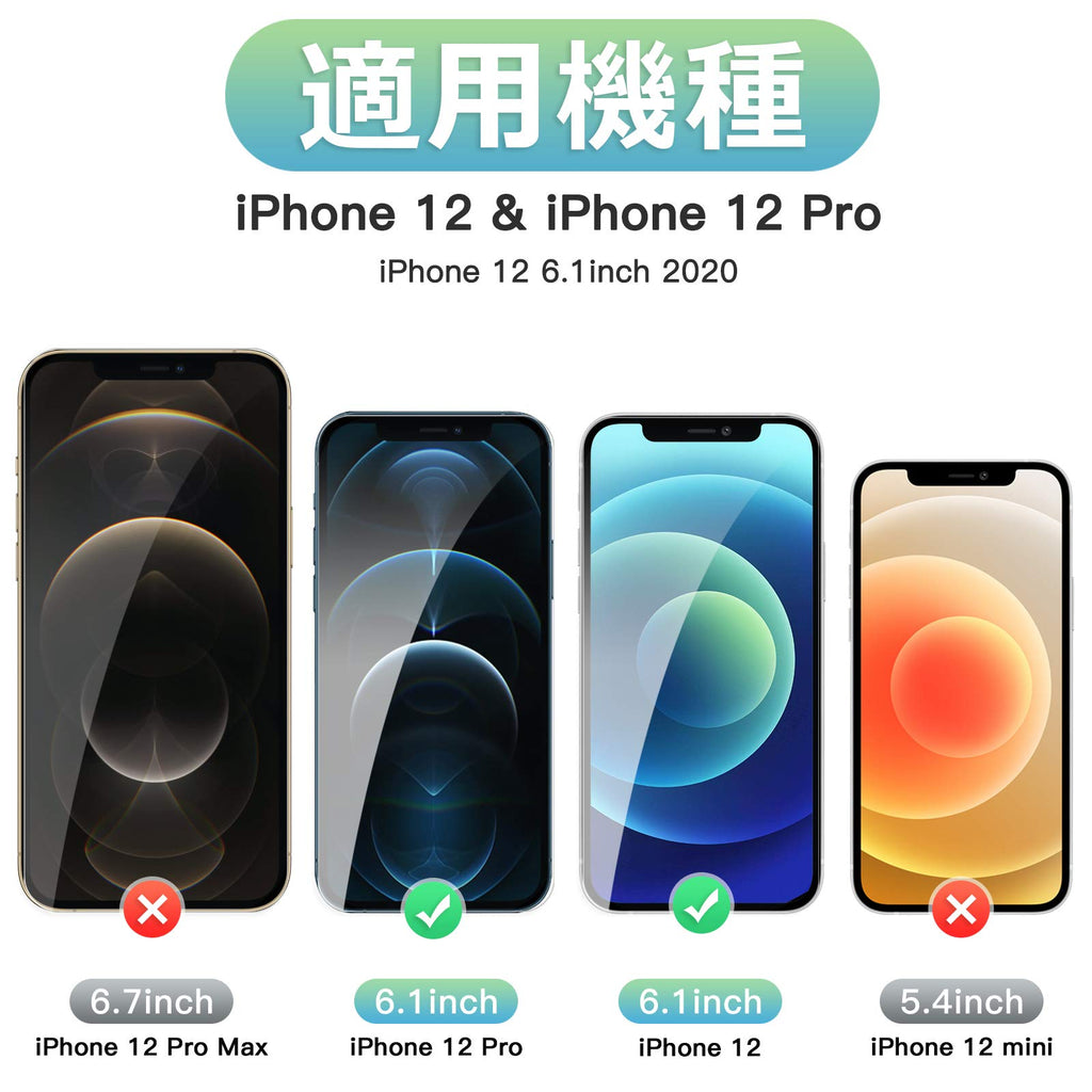 Amouhom 2 Pcs Glass Film for iPhone 12 / iPhone 12 Pro 6.1inch Tempered Glass Screen Protector Film