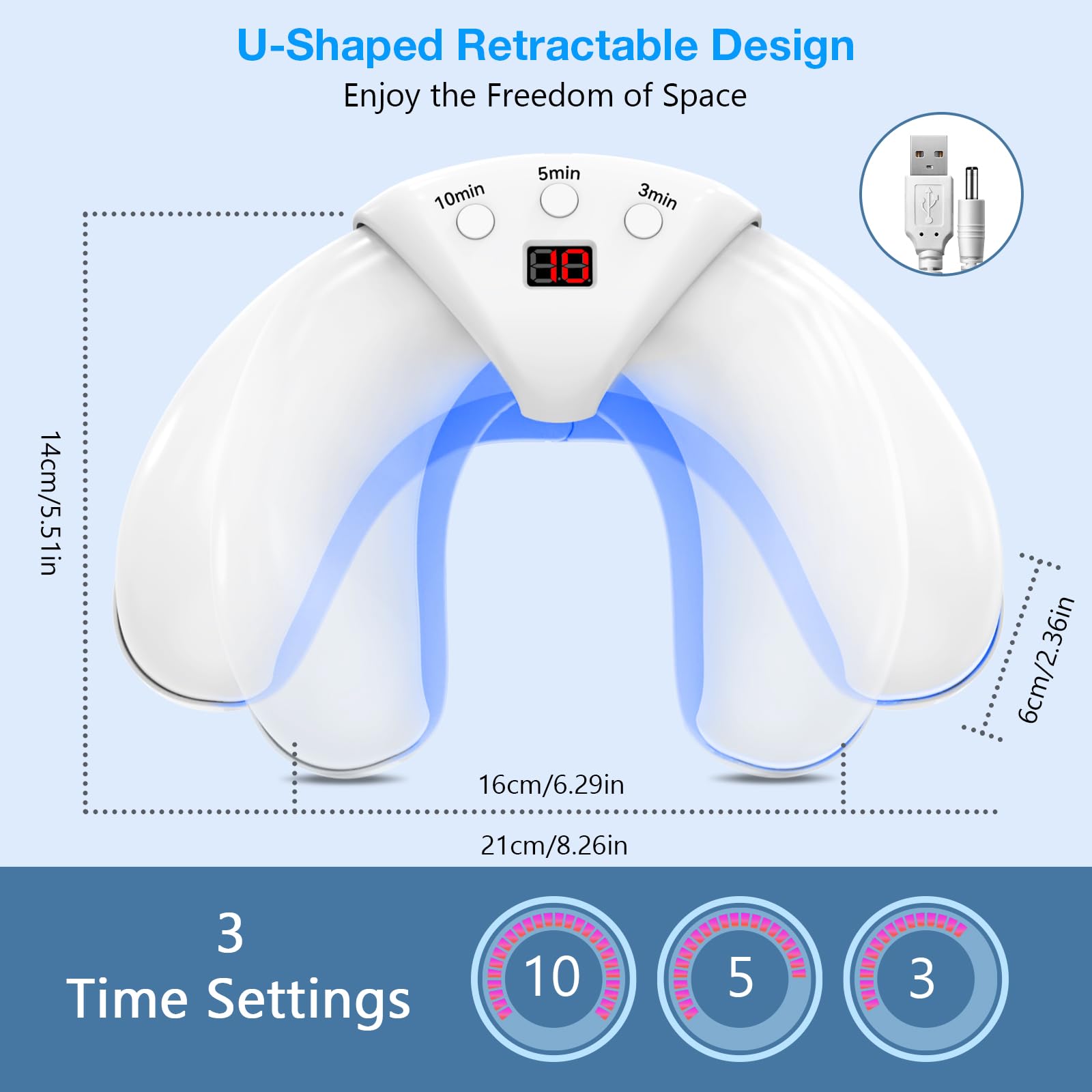 Nagelpilz Laser Gerät, Berrlly Nagelpilz Laser Device Verwendung für Mehrere Fingernägel und Zehennägel, Einfach zu Bedienendes Faltbares Gerät, Geeignet für Verfärbte und Verdickte Zehennägel