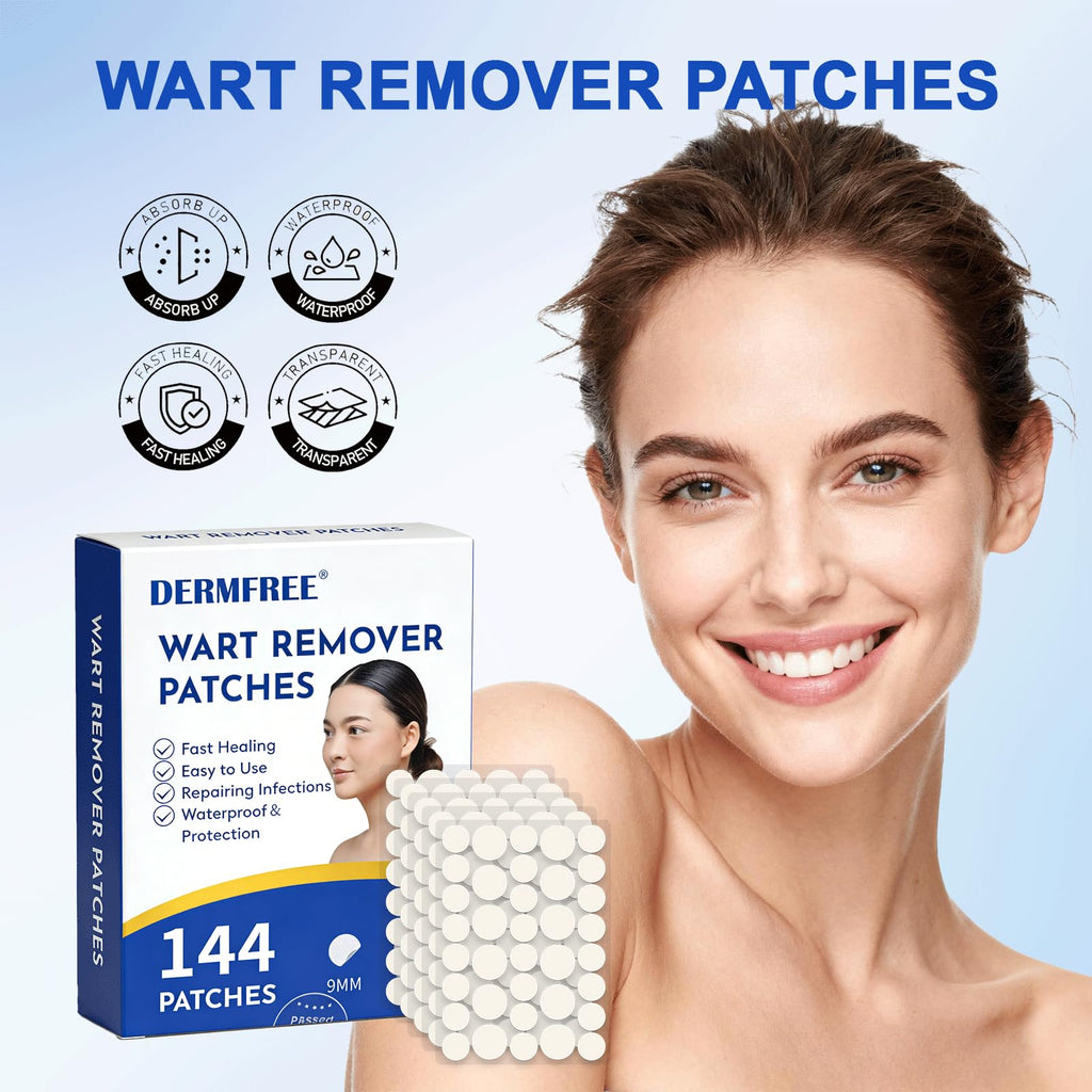 Maximum Strength Wart Remover Patches, Hydrocolloid Invisible Sticker for Neck, Feet, Hands Skin – Waterproof, Fast Acting, Invisible Protection, 1 Box (144 Patches)