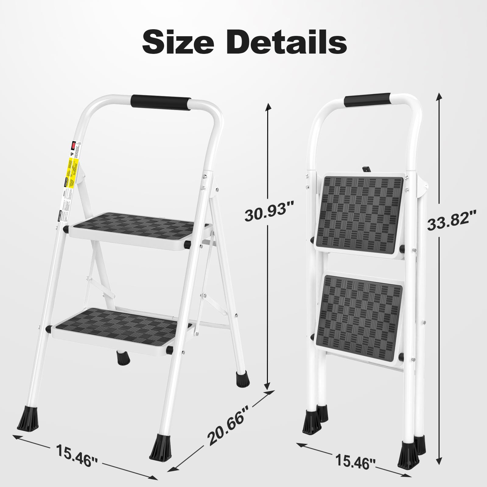 2 Step Ladder,2 Step Stool for Adults Folding Step Stool with Cushioned Handle with Wide Anti-Slip Pedal Ergonomic Design