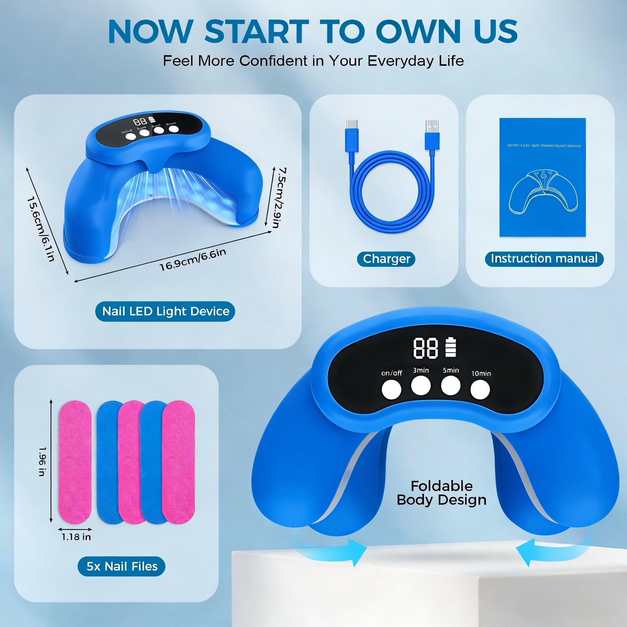 Nail Fungus Laser Treatment LED Light Device-Nail Fungus Light Device,Effective Rechargeable Nail Fungus Remover-Blue 1 Count (Pack of 1)