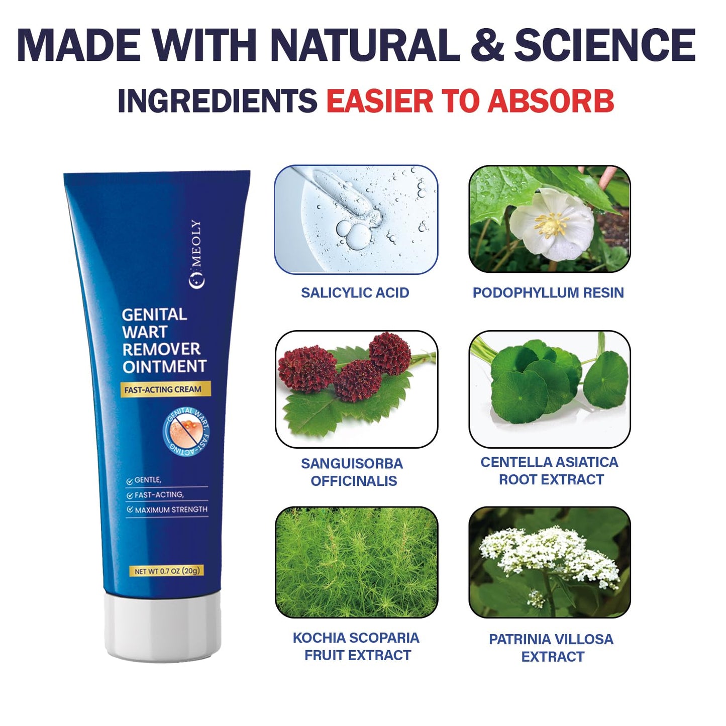 Genital Wart Remover Cream: Genital Wart Removal Ointment with Salicylic Acid Fast-Acting, Gentle for Men and Women