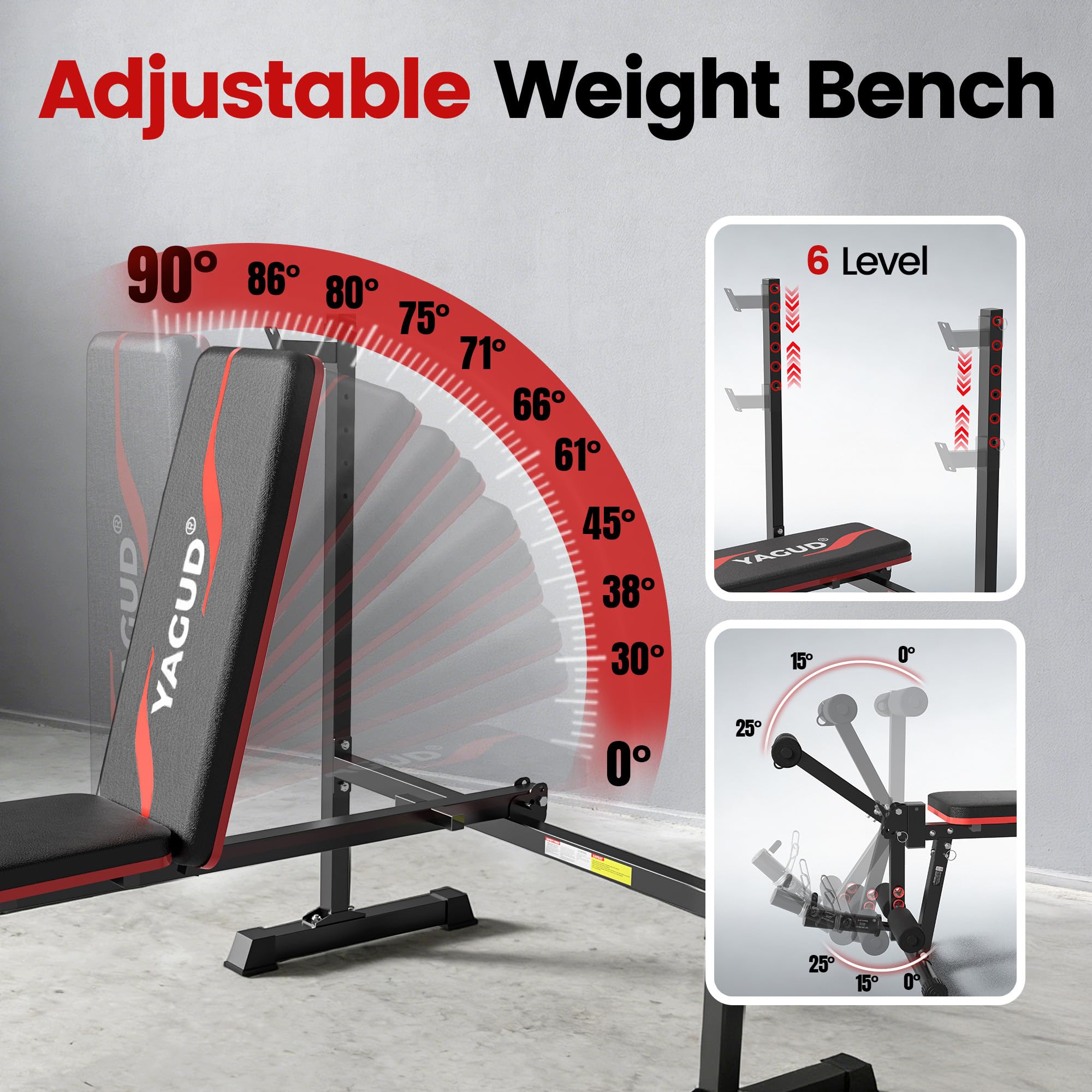 10 in 1 Weight Bench Set, 880LBS Weight Bench with Rack and Leg Extension, Adjustable Bench Press Set with Safety Bar Catches, Fasting Foldable Workout Benches for Home Gym Fitness