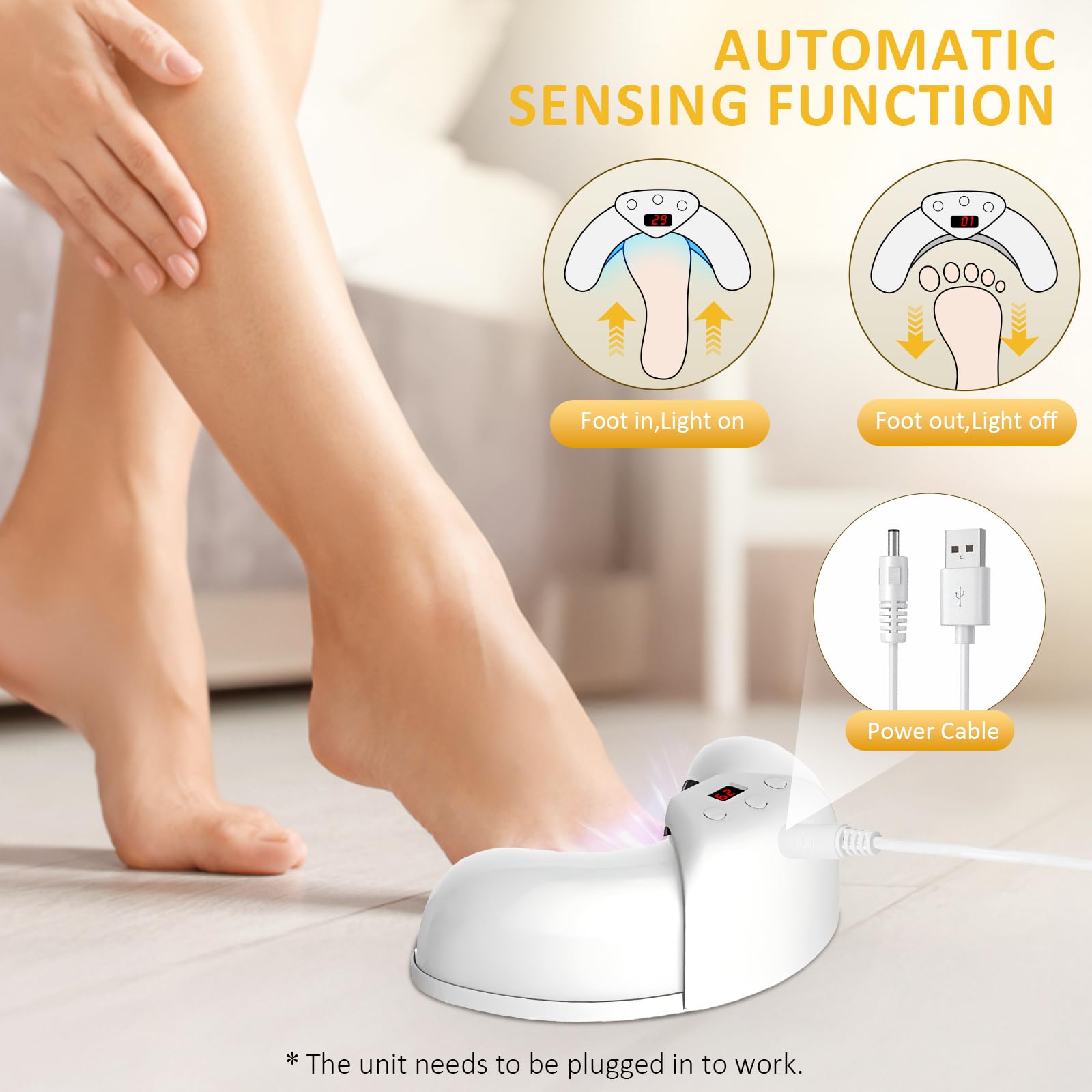 Nail Fungus Laser Treatment LED Light Device, Nail Fungus Cleaning Light Device for Damaged, Thick Toenails and Fingernails, Suitable for Home Use (White)