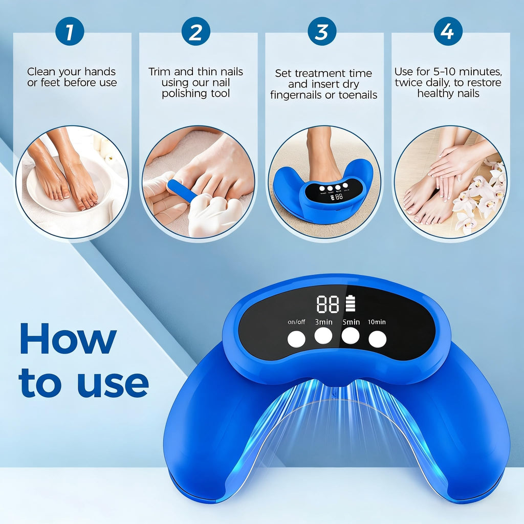Nail Fungus Laser Treatment LED Light Device-Nail Fungus Light Device,Effective Rechargeable Nail Fungus Remover-Blue 1 Count (Pack of 1)