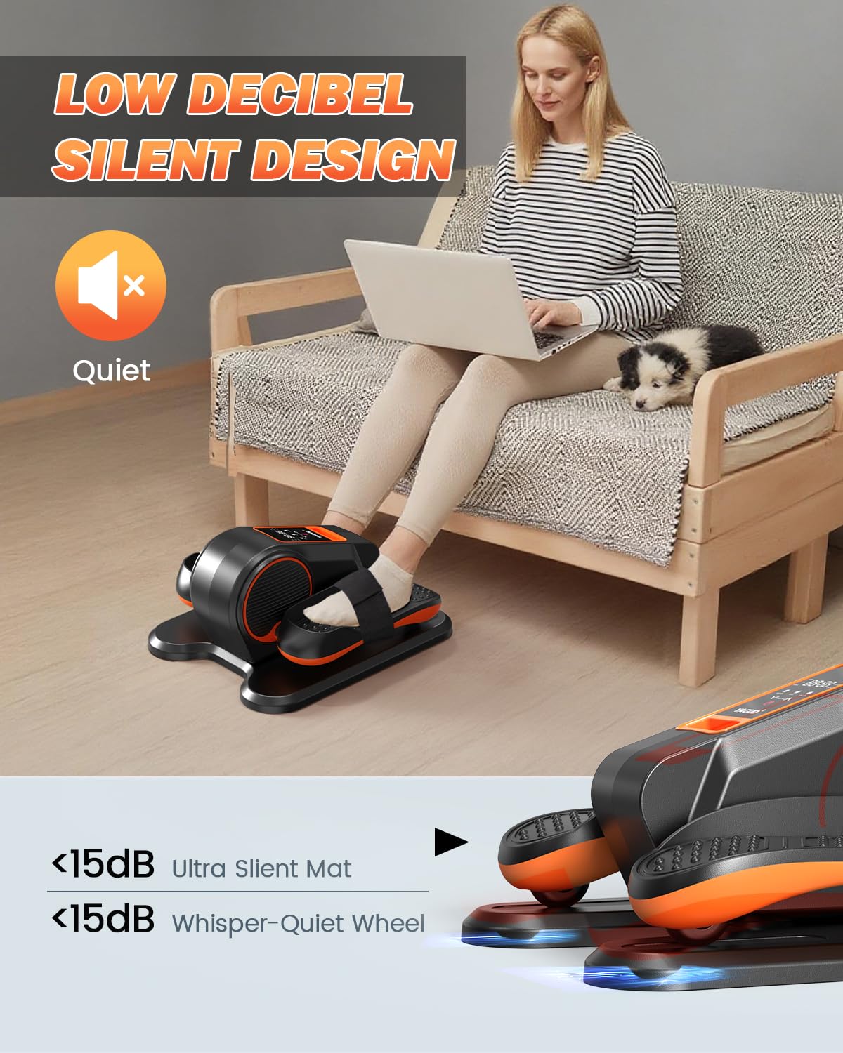 Under Desk Elliptical Machine, Electric Leg Exerciser as Seen on TV for Senior, Quiet Portable Seated Pedal Exerciser Machine with Remote Control, 12 Adjustable Speeds for Home Office