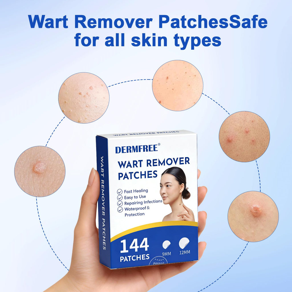 Maximum Strength Wart Remover Patches, Hydrocolloid Invisible Sticker for Neck, Feet, Hands Skin – Waterproof, Fast Acting, Invisible Protection, 1 Box (144 Patches)