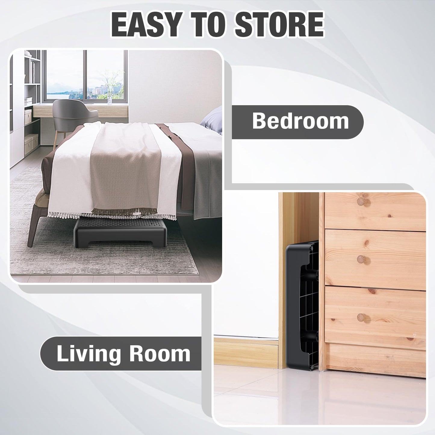 Mobility Step Stool for Adults & Seniors - Non-Slip Platform Indoor and Outdoor, Portable Riser, Safety Step for Car, Bedside, Office, Shower, Stairs - Black