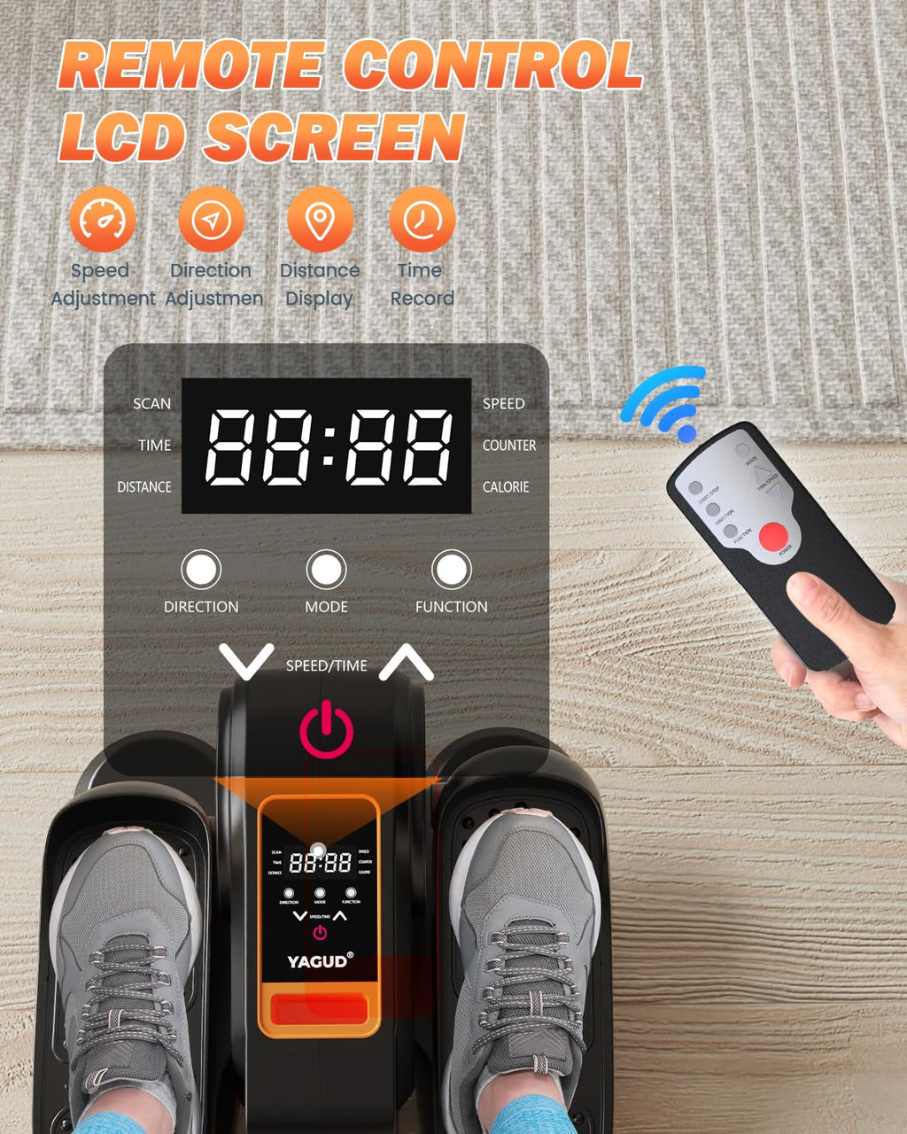 Under Desk Elliptical Machine, Electric Leg Exerciser as Seen on TV for Senior, Quiet Portable Seated Pedal Exerciser Machine with Remote Control, 12 Adjustable Speeds for Home Office