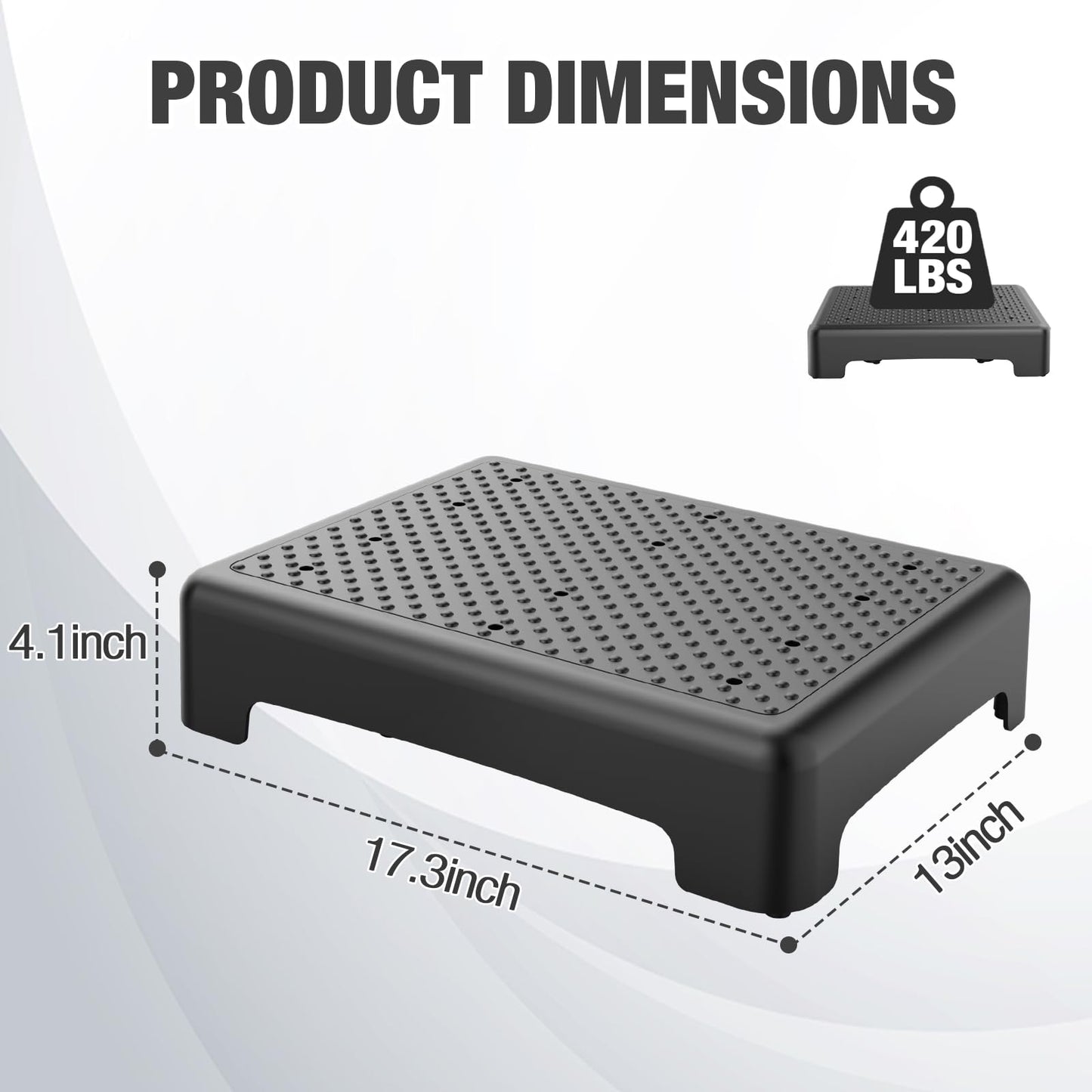 Mobility Step Stool for Adults & Seniors - Non-Slip Platform Indoor and Outdoor, Portable Riser, Safety Step for Car, Bedside, Office, Shower, Stairs - Black