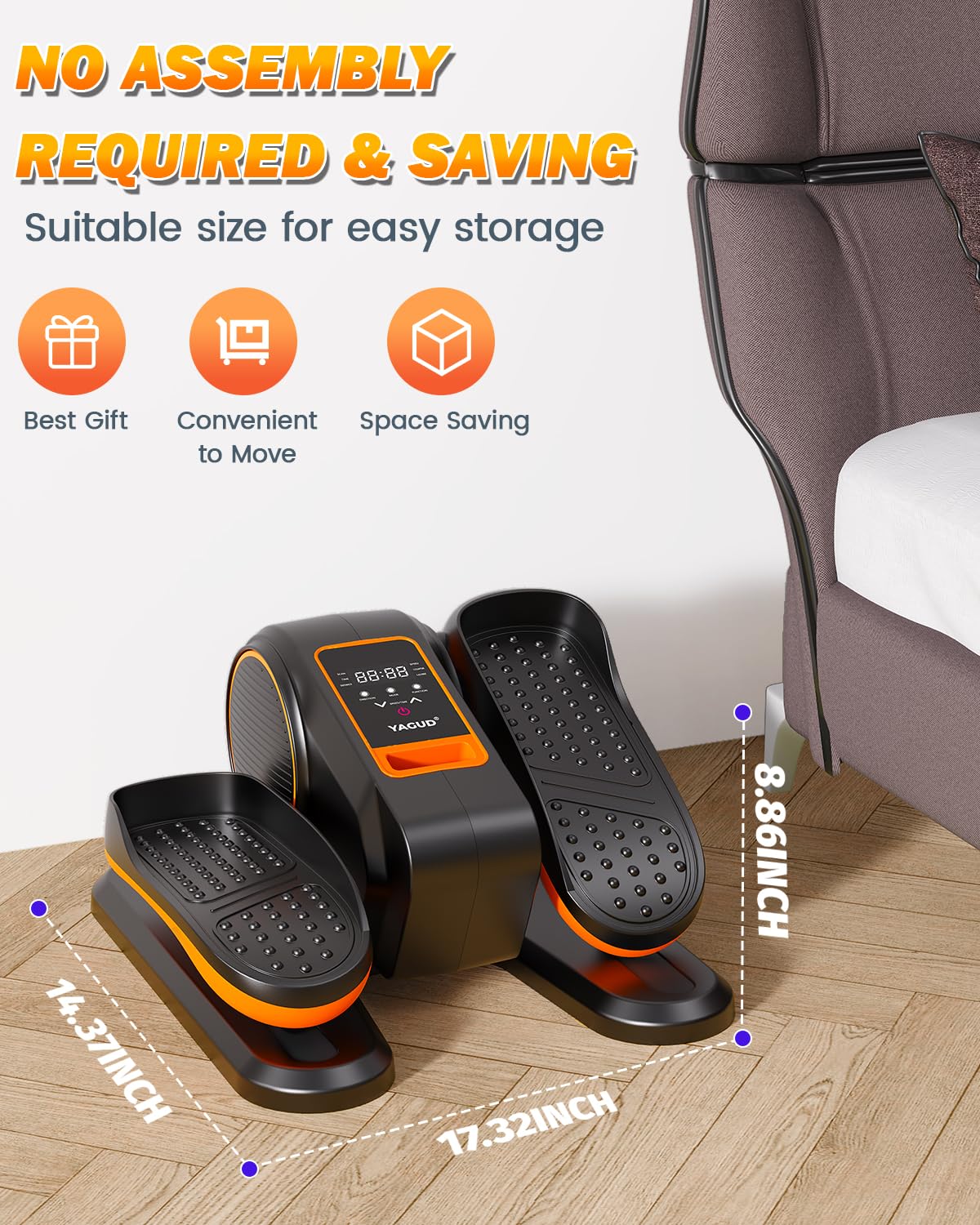 Under Desk Elliptical Machine, Electric Leg Exerciser as Seen on TV for Senior, Quiet Portable Seated Pedal Exerciser Machine with Remote Control, 12 Adjustable Speeds for Home Office