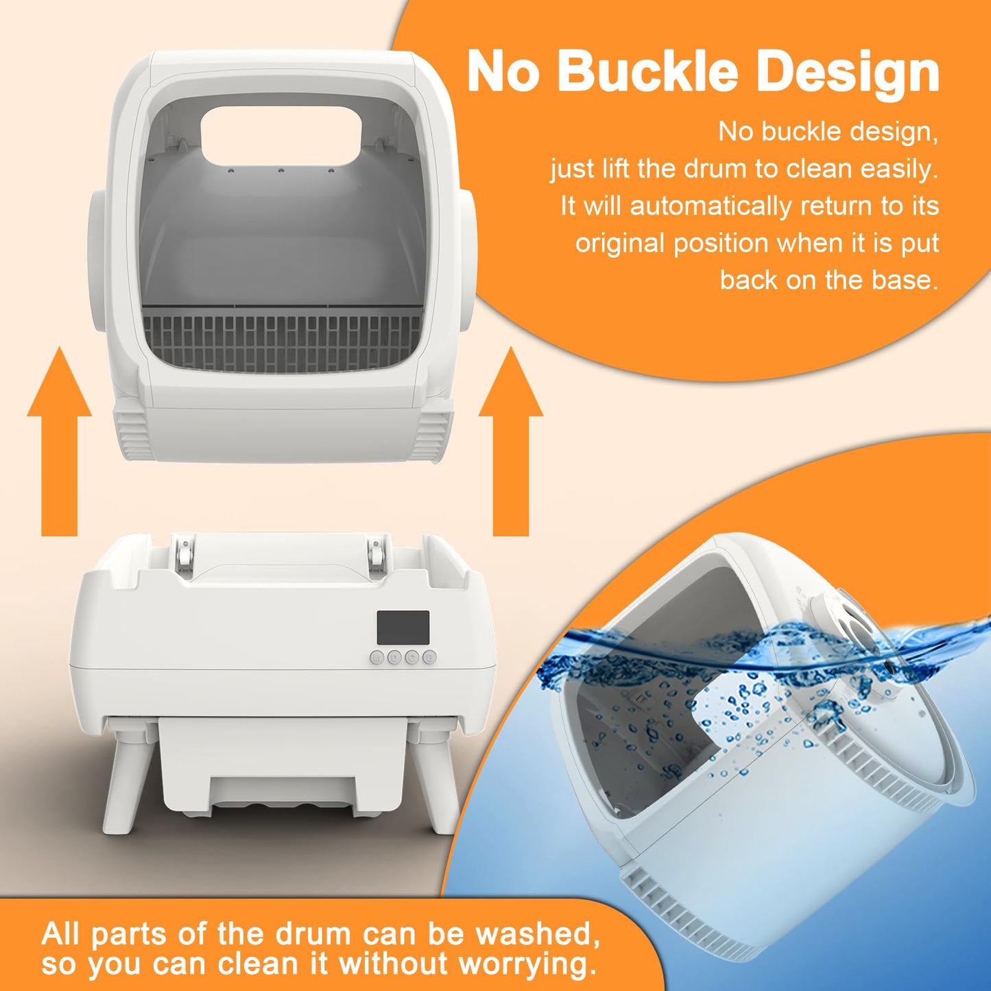 Automatic Cat Litter Box Self Cleaning - App Control, Cat Toilet Records, Suitable for Medium Cats and Kittens, Anti-Pinch Safety, Low Noise Operation【Assembly Required】- White