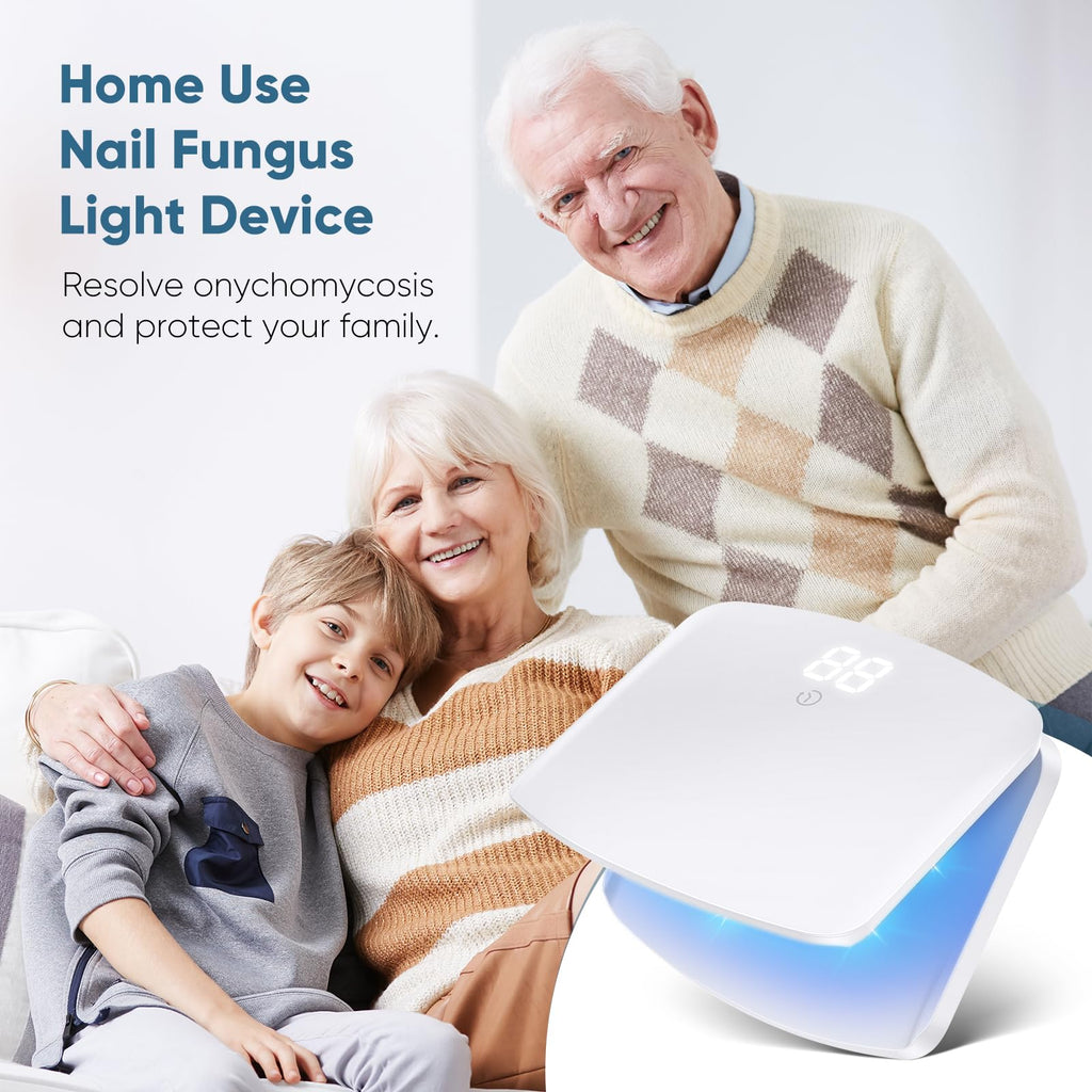 Appareil mycose ongle pied laser – dispositif traitement mycose ongles, 15 LED (11 lumière bleue + 4 infrarouge invisible), écran tactile minuterie 5/10/15/20 min, rechargeable USB-C-Blanc