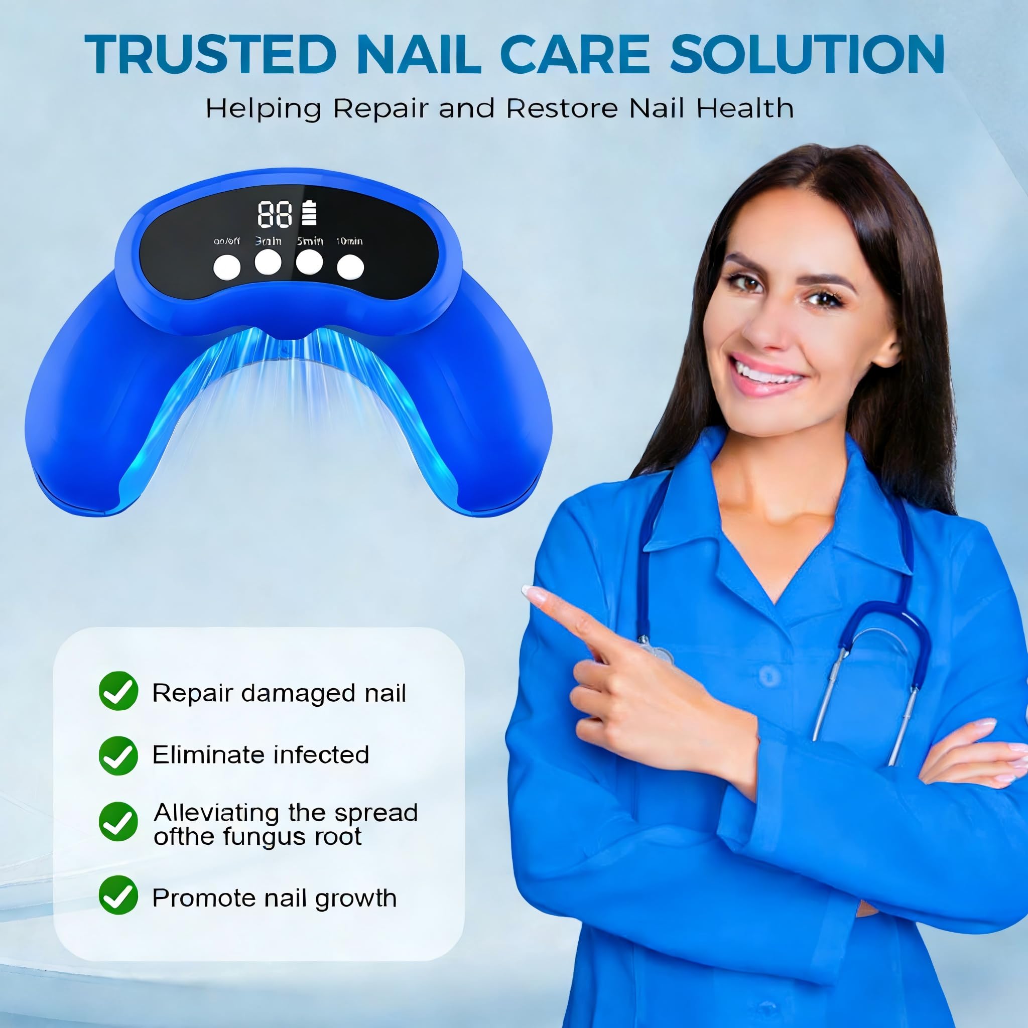 Nail Fungus Laser Treatment LED Light Device-Nail Fungus Light Device,Effective Rechargeable Nail Fungus Remover-Blue 1 Count (Pack of 1)