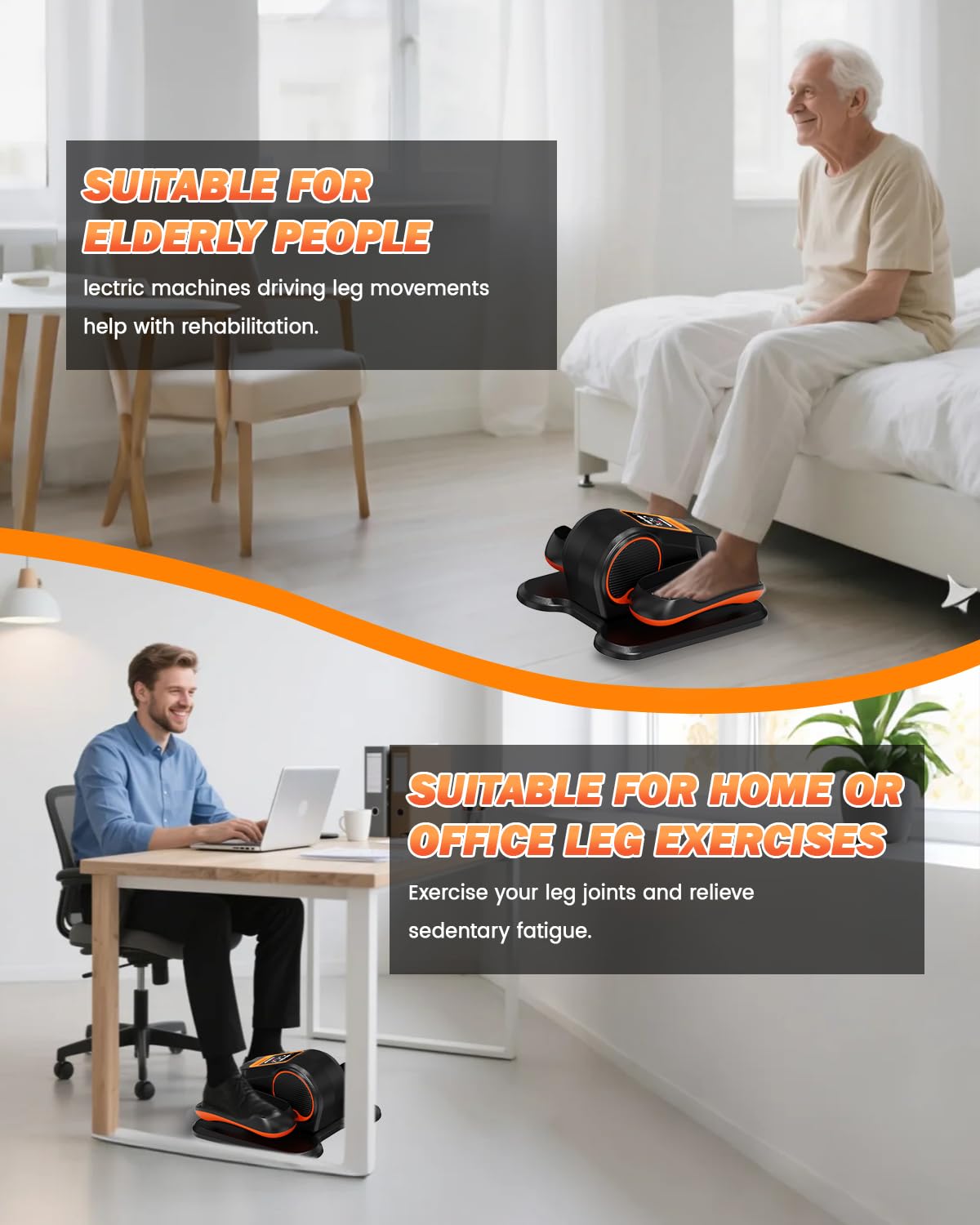 Under Desk Elliptical Machine, Electric Leg Exerciser as Seen on TV for Senior, Quiet Portable Seated Pedal Exerciser Machine with Remote Control, 12 Adjustable Speeds for Home Office